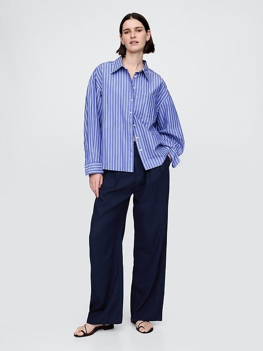365 High Rise Linen-Blend Trousers Product Image