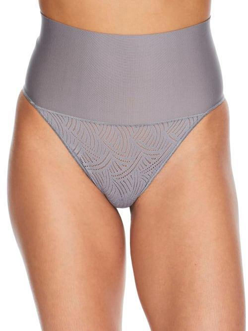 Maidenform Firm Control Shapewear Tame Your Tummy Lace Thong Panty 0049, Women's, Size: Medium, Nude Transparent Lace Product Image
