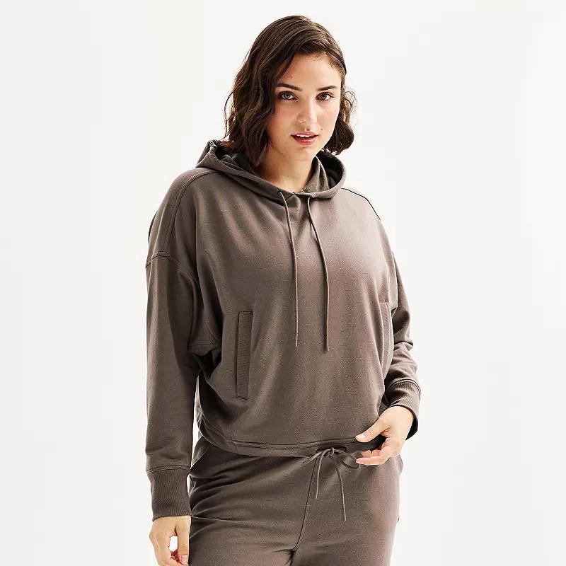 Women's FLX Embrace Cropped Hoodie, Size: Small, Mineral Black Product Image