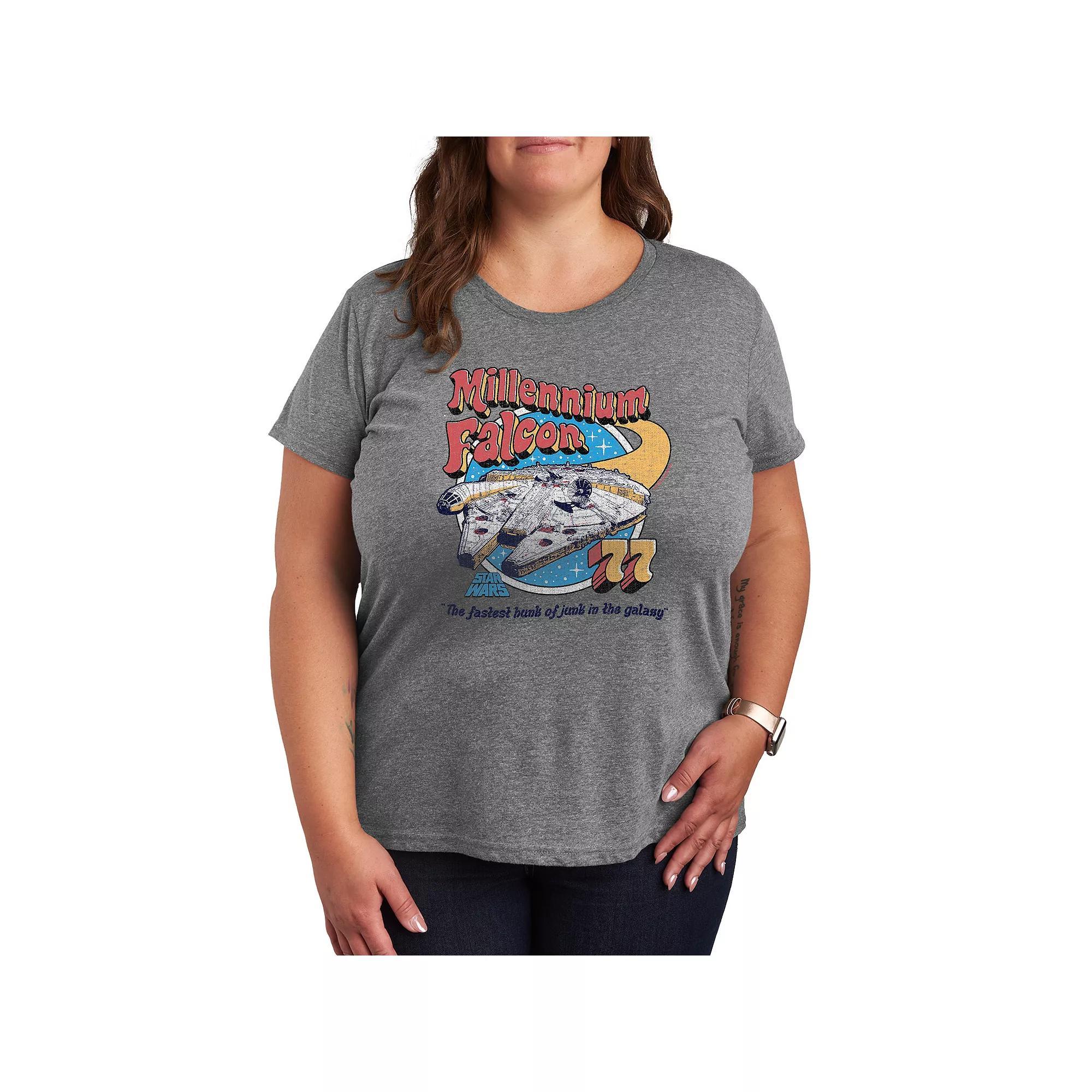 Plus Size Star Wars Millennium Falcon Graphic Tee, Womens Grey Gray Product Image