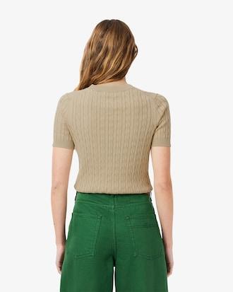Washed Effect Cable Knit Sweater Product Image
