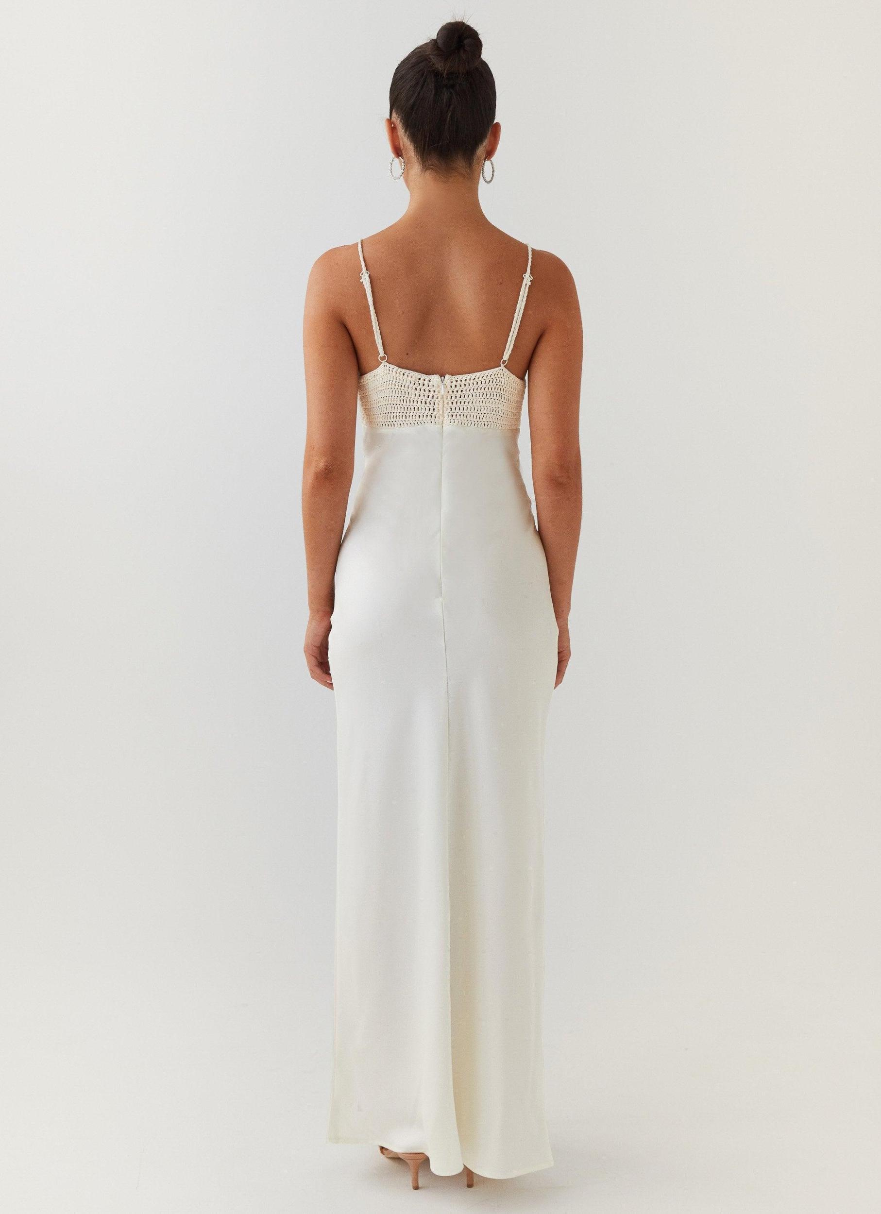 Perfect World Satin Maxi Dress - Pearl Dove Product Image