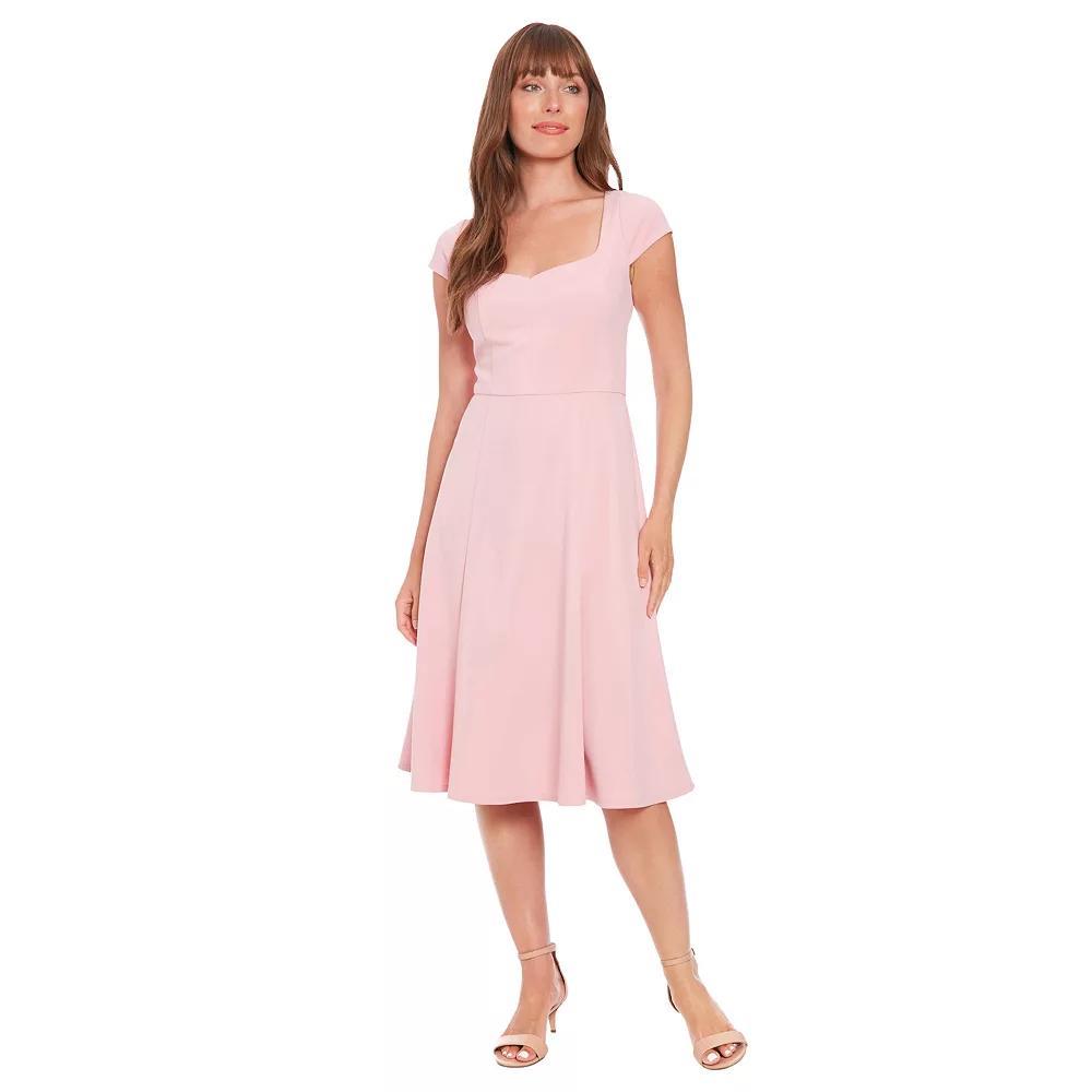Women's London Times Cap Sleeve Fit & Flare Dress, Size: 16, White Pink Product Image