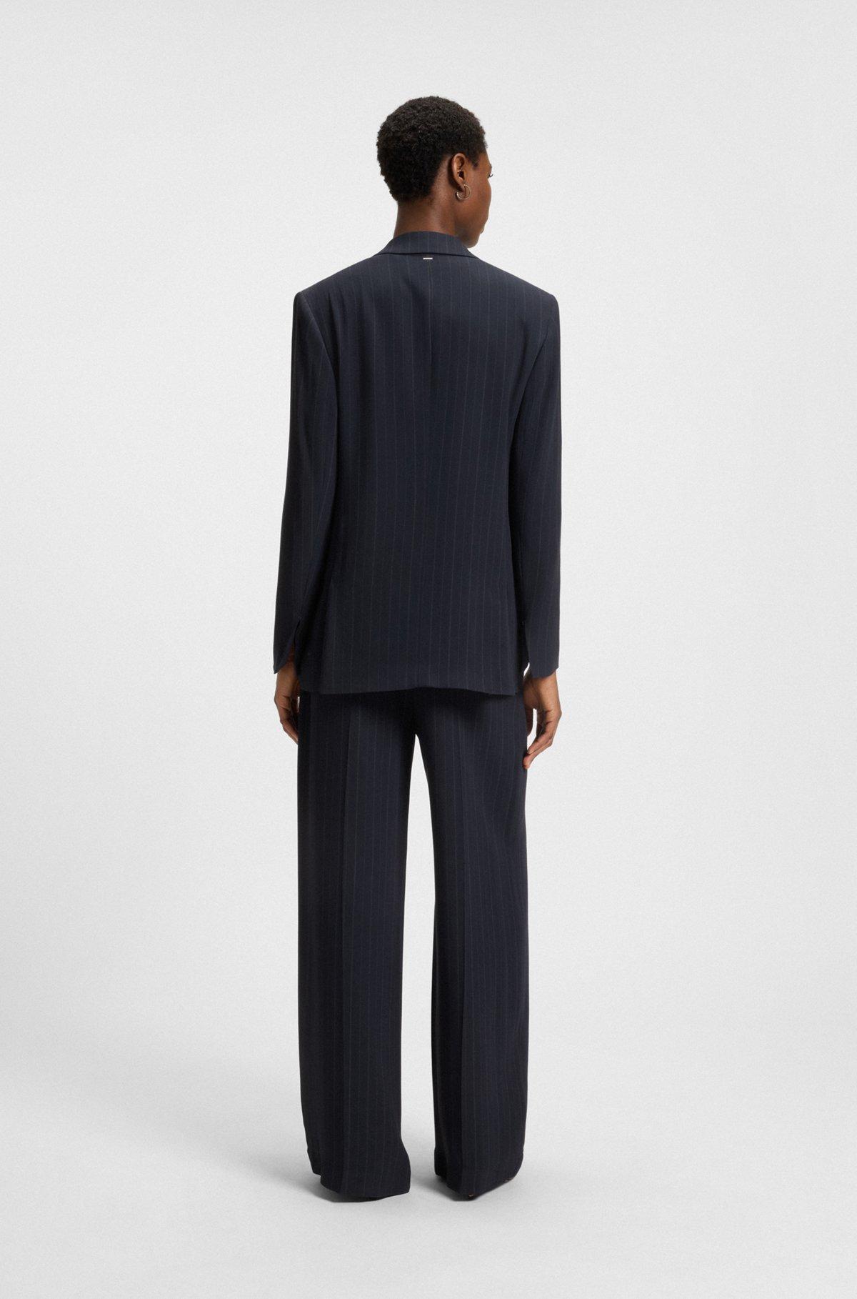 BOSS - Relaxed-fit pinstripe blazer with concealed closure - Patterned Product Image