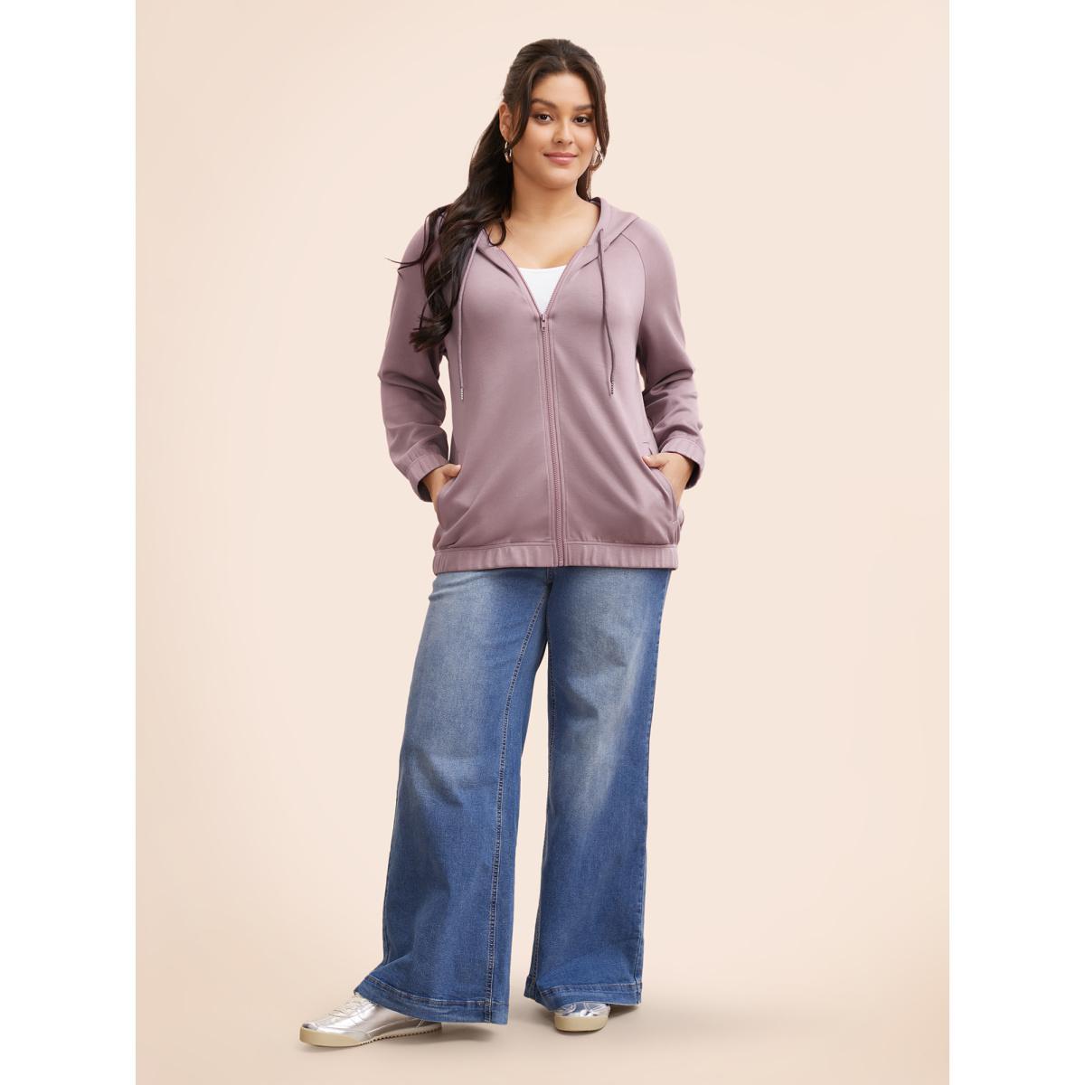 Plus Size Supersoft Essentials Solid Hooded Drawstring Sweatshirt Women DustyPink Casual Drawstring Hooded Everyday Sweatshirts BloomChic 18-20/2X Product Image