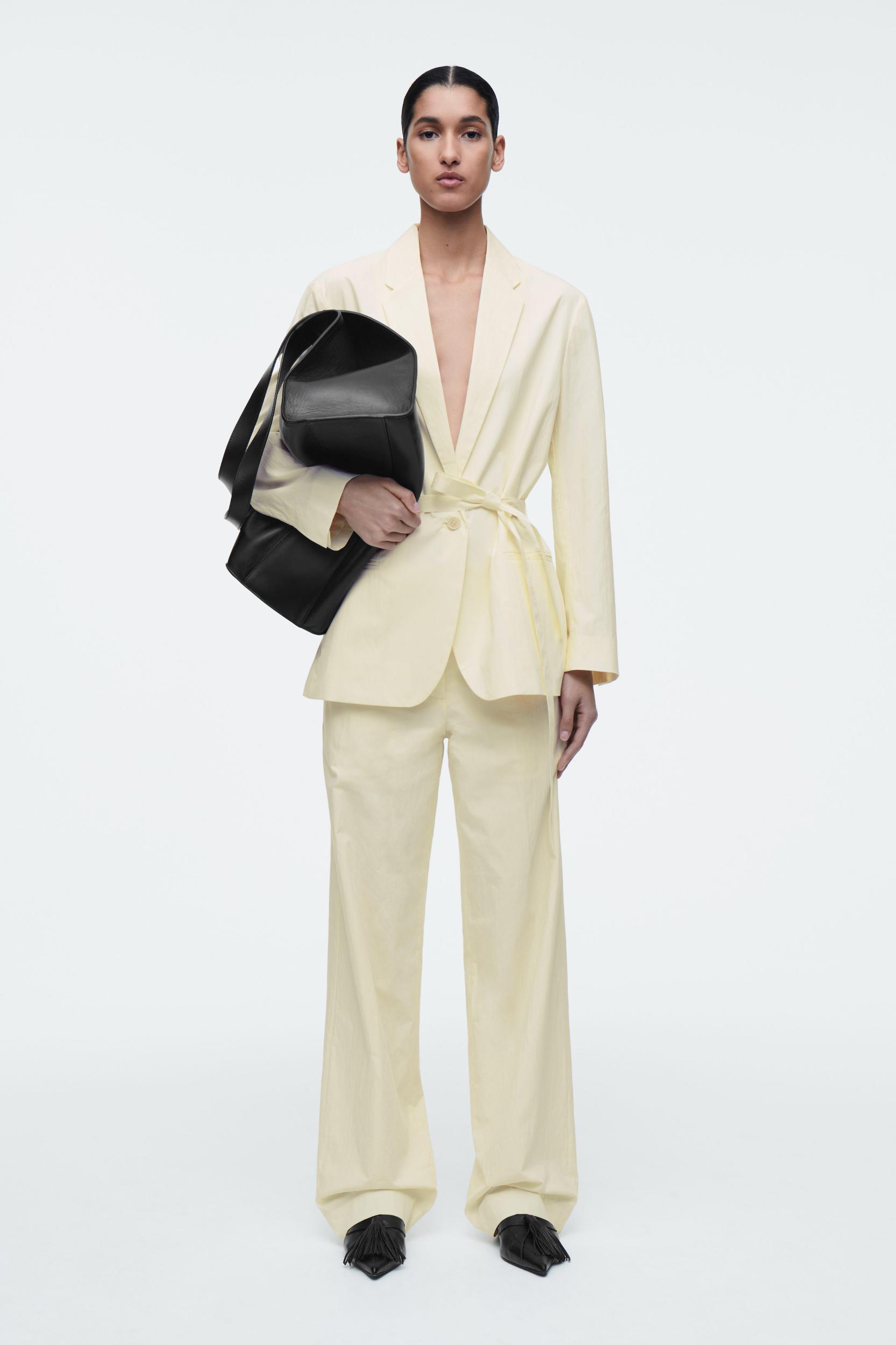 TIE-WAIST COTTON BLAZER Product Image