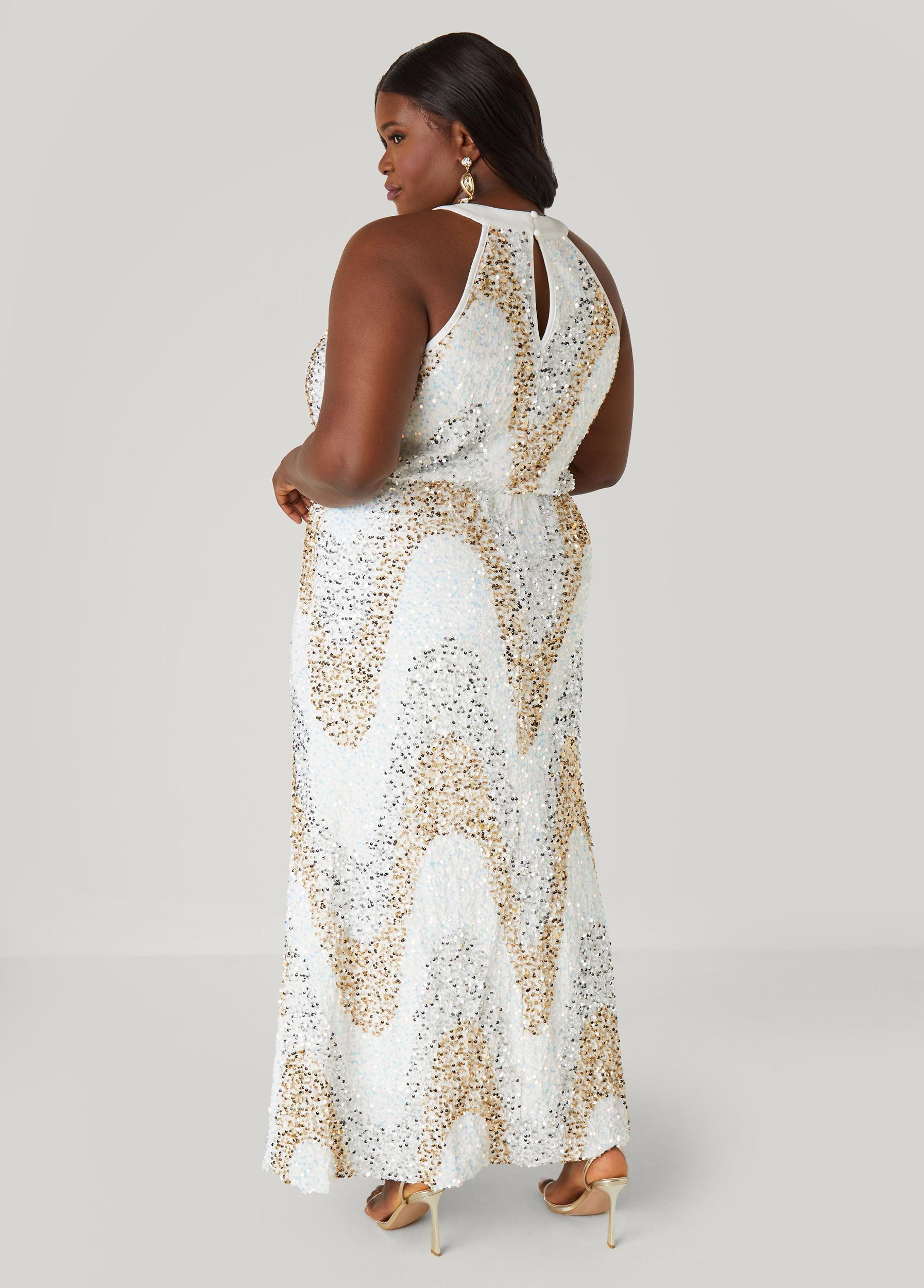 Plus Size Sequined Velvet Gown Ashley Stewart Product Image