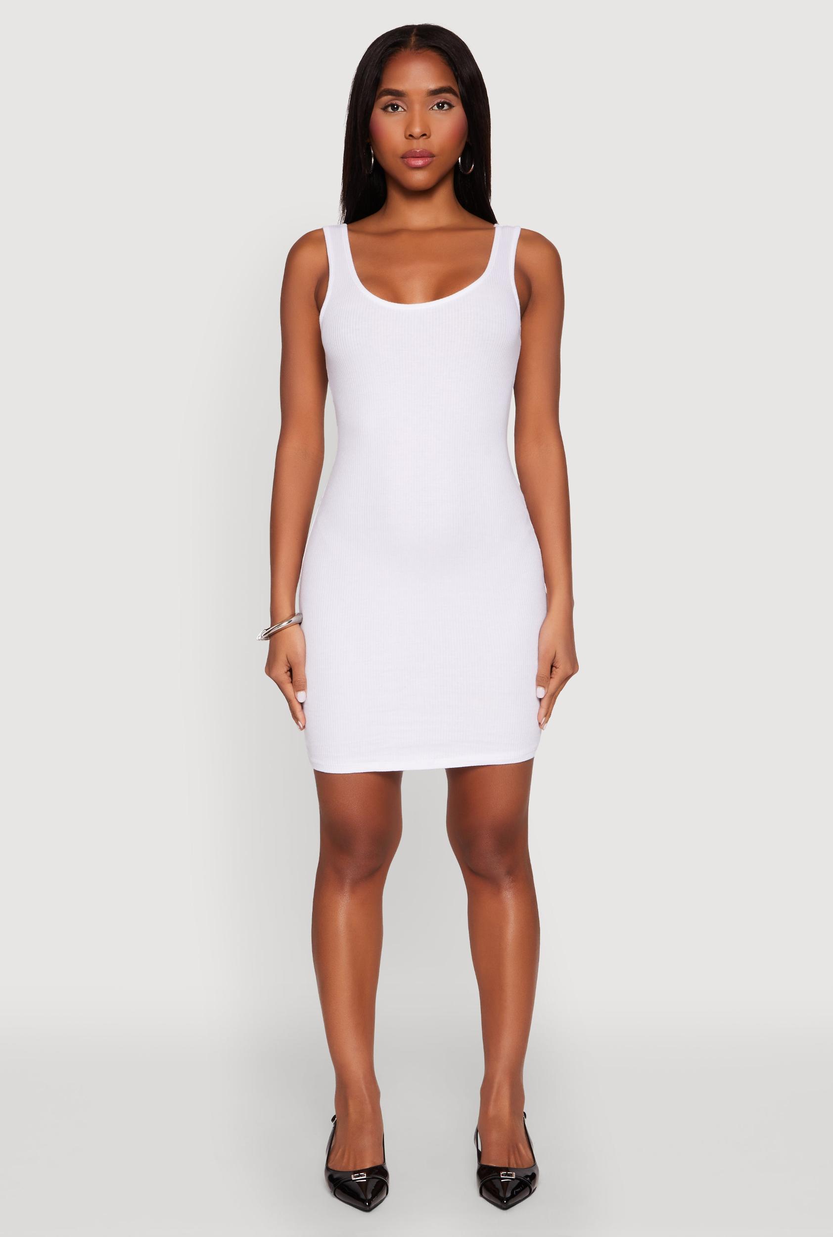 Womens Ribbed Knit Scoop Neck Tank Dress Product Image