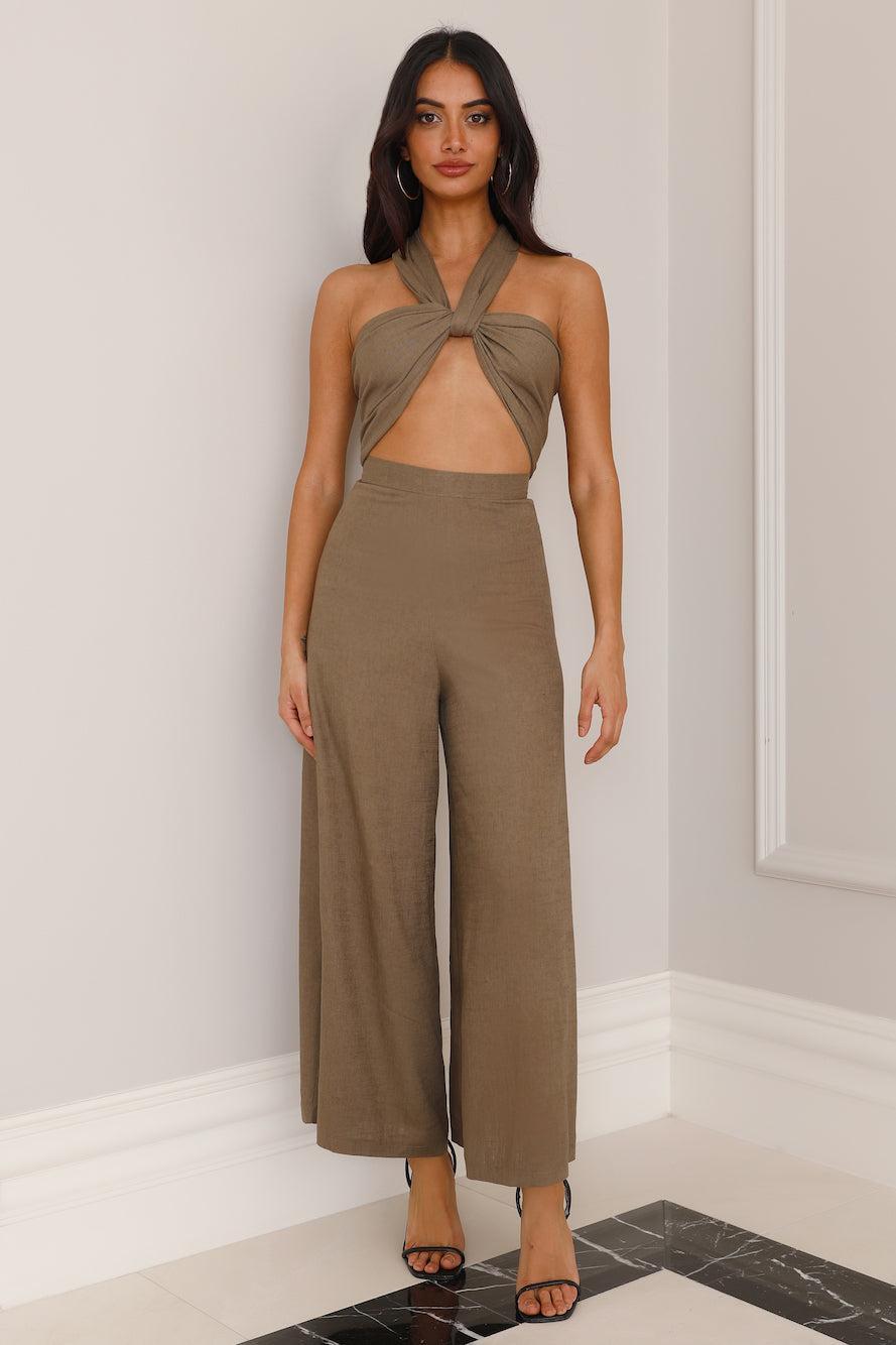 Wrapped In Love Crop Top Khaki Product Image