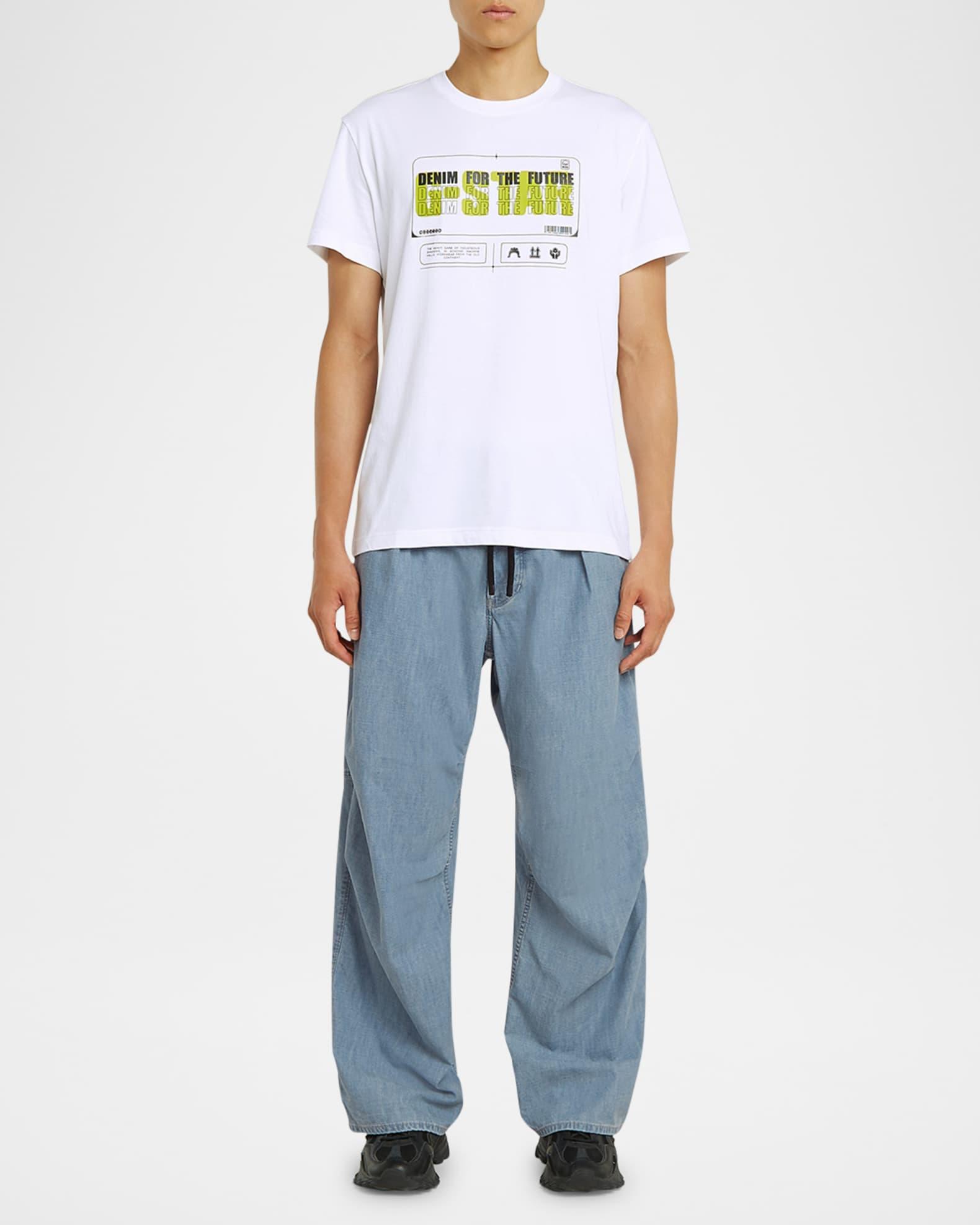 Mens Pleated 3D Denim Pants Product Image