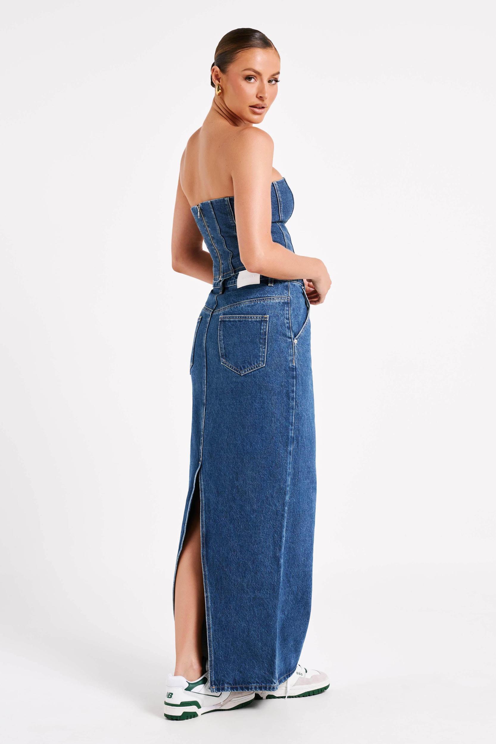 Illona Denim Maxi Skirt - Dark Blue Product Image
