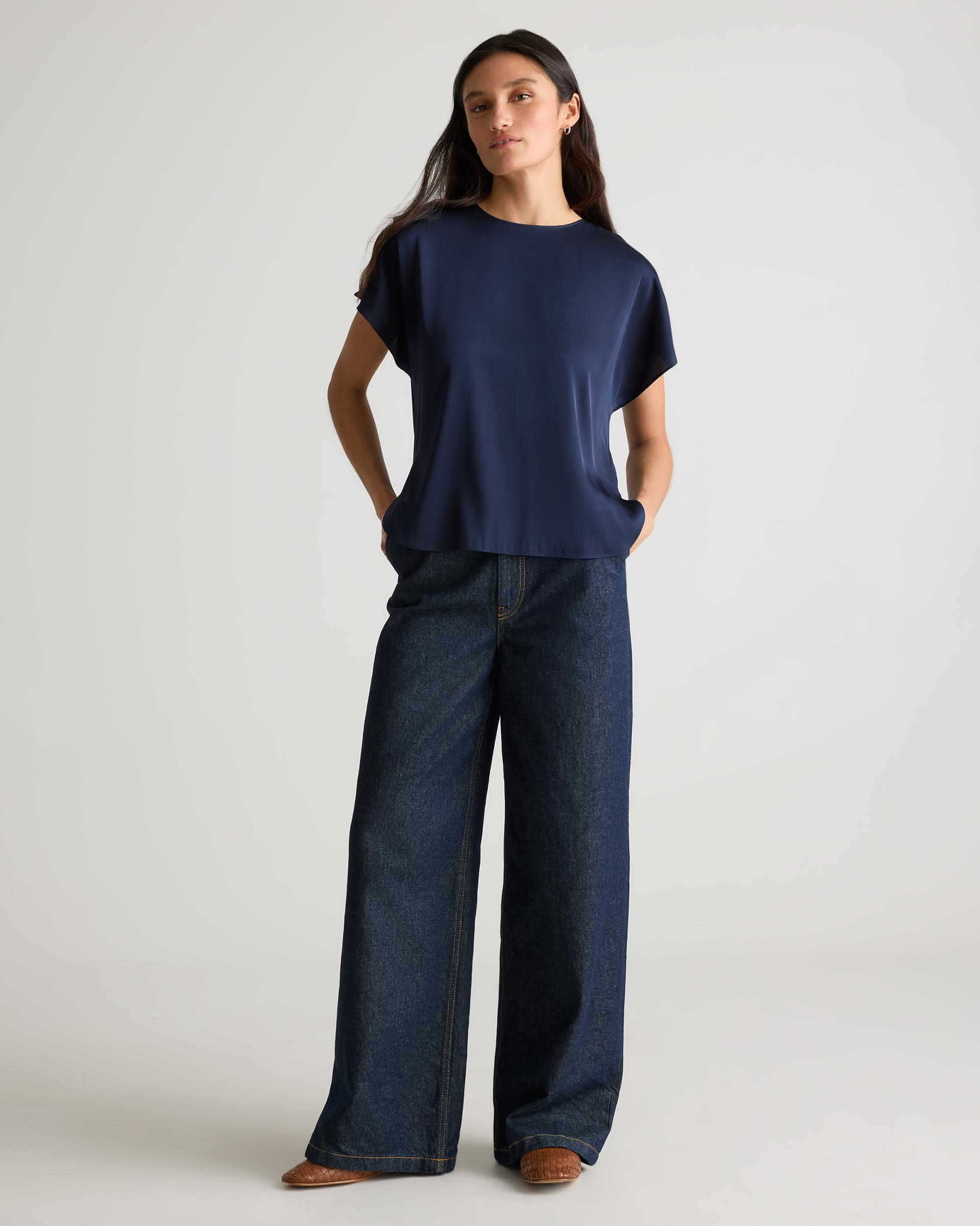 Quince | Women's Washable Stretch Silk Split Hem T-Shirt Mulberry Silk Product Image