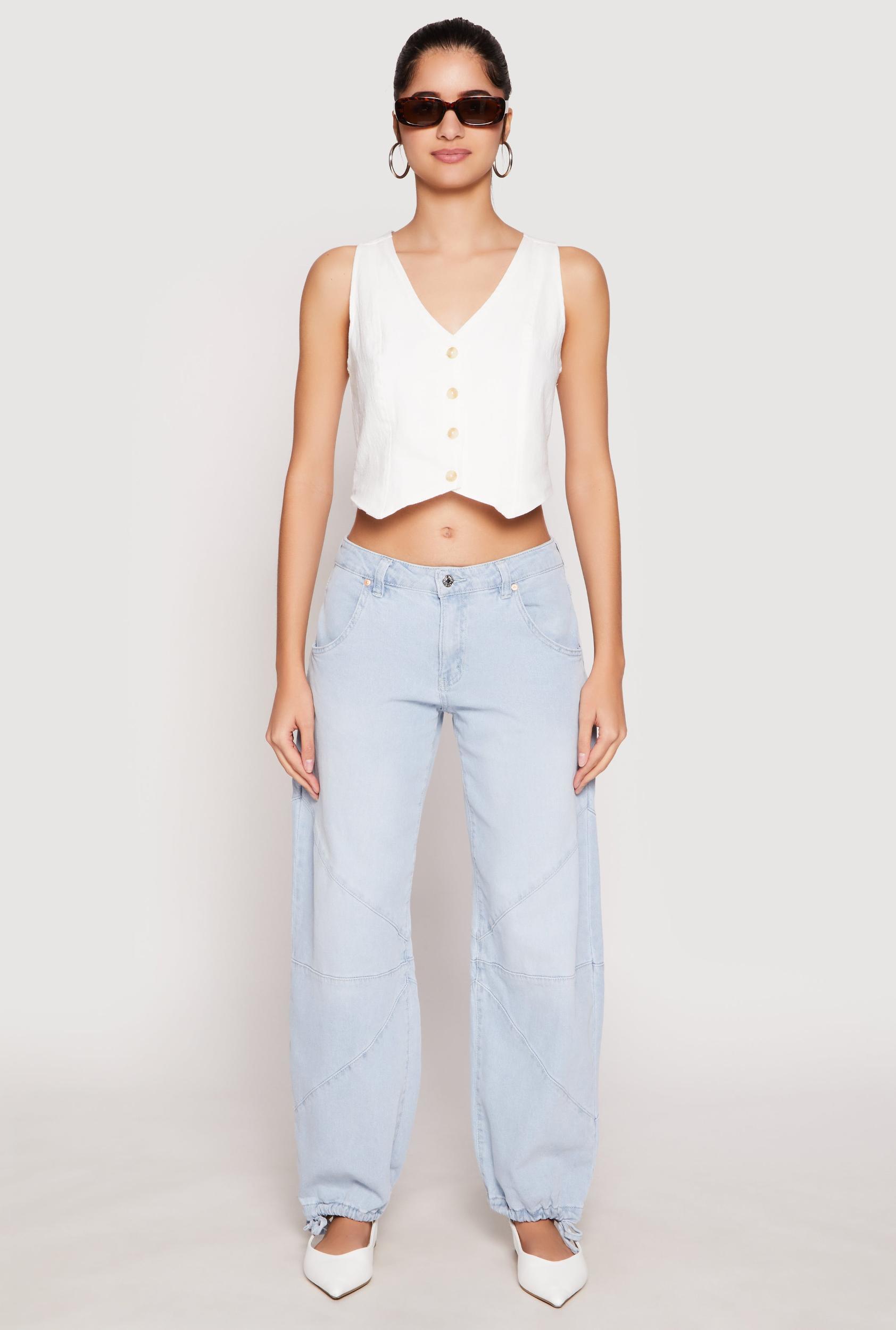Womens Button Front Cropped Vest Product Image