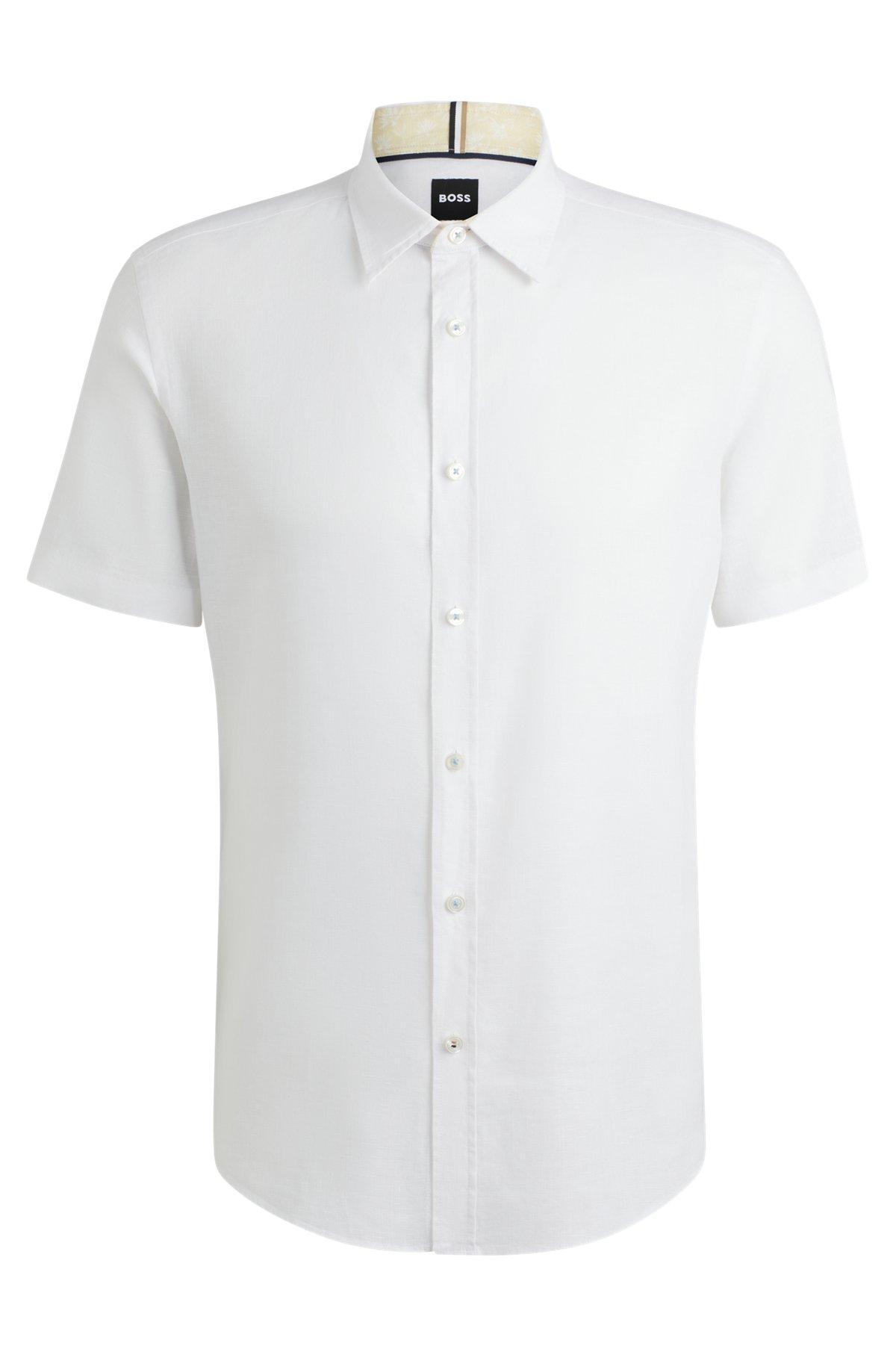 Slim-fit shirt in stretch linen Product Image