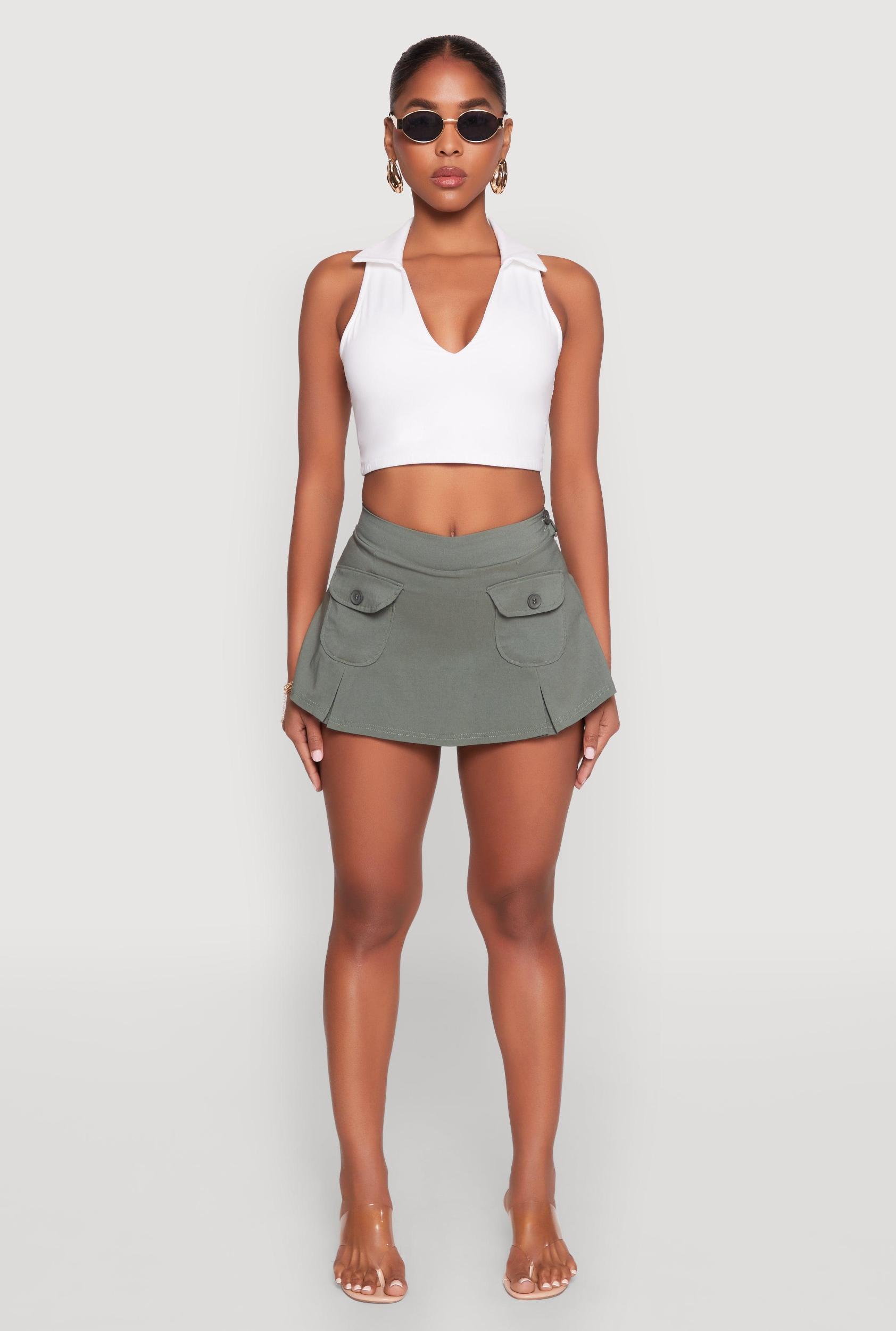 Womens Front Cargo Pocket Mini Skirt Product Image
