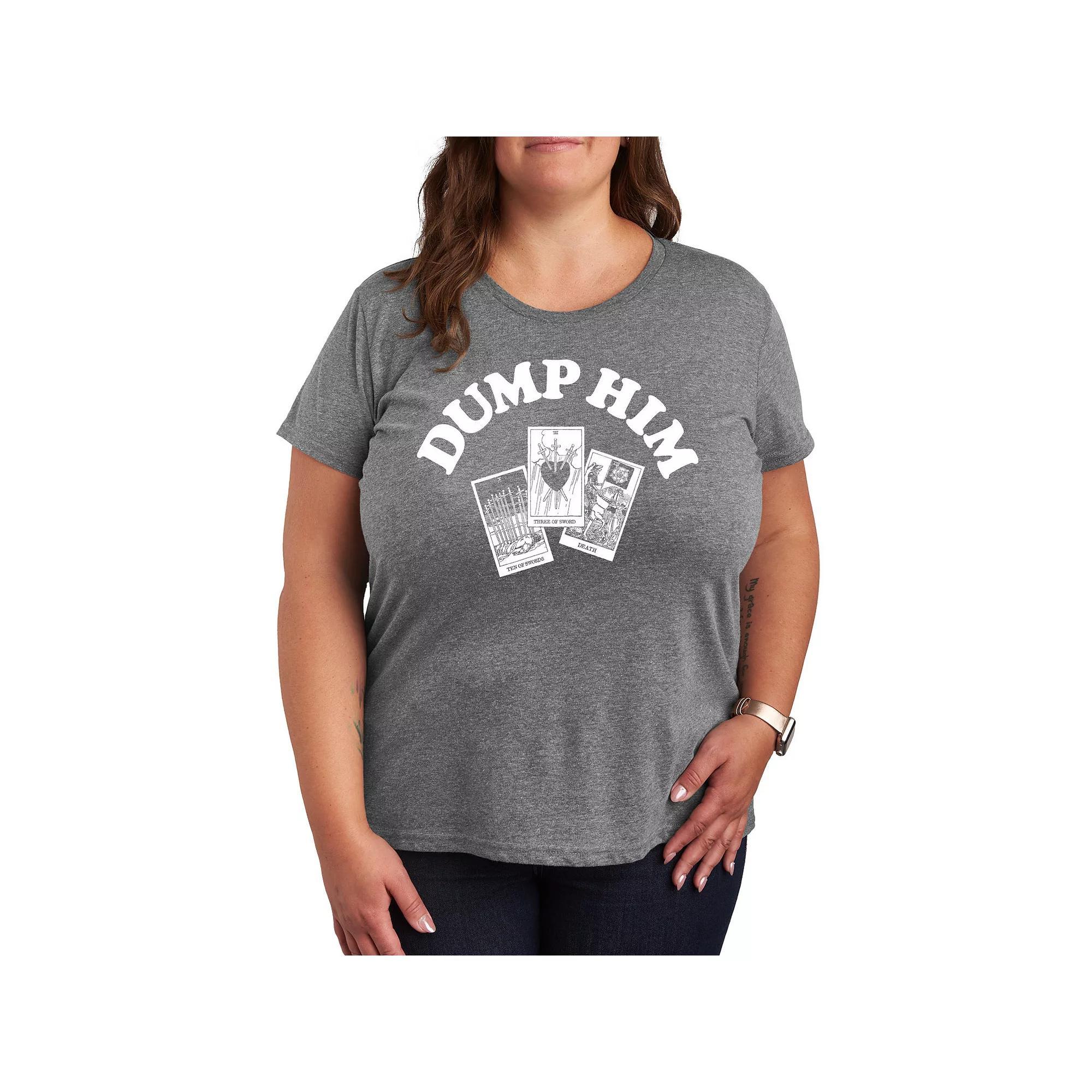 Plus Size Dump Him Tarot Graphic Tee, Womens Grey Dark Red Product Image