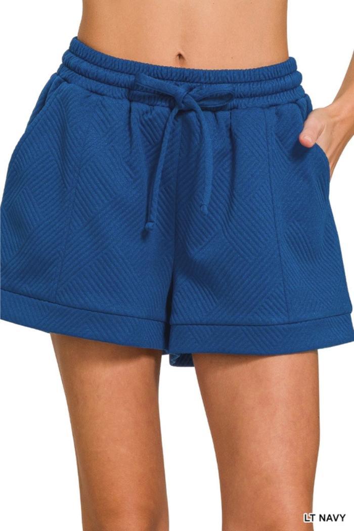 Textured Knit Jacquard Drawstring Shorts w/ Pockets Product Image