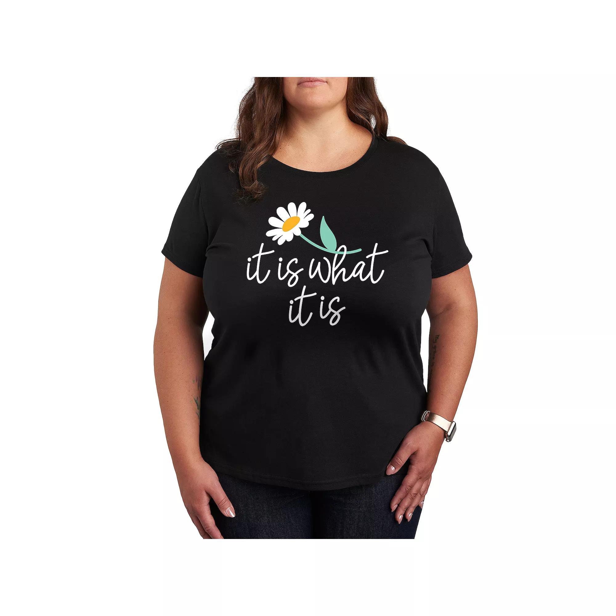 Plus It Is What It Is Graphic Tee, Womens Grey Blue Product Image