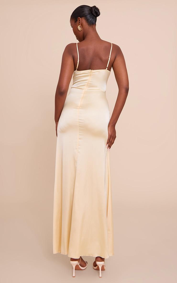 Lemon Satin Strappy Maxi Dress Product Image