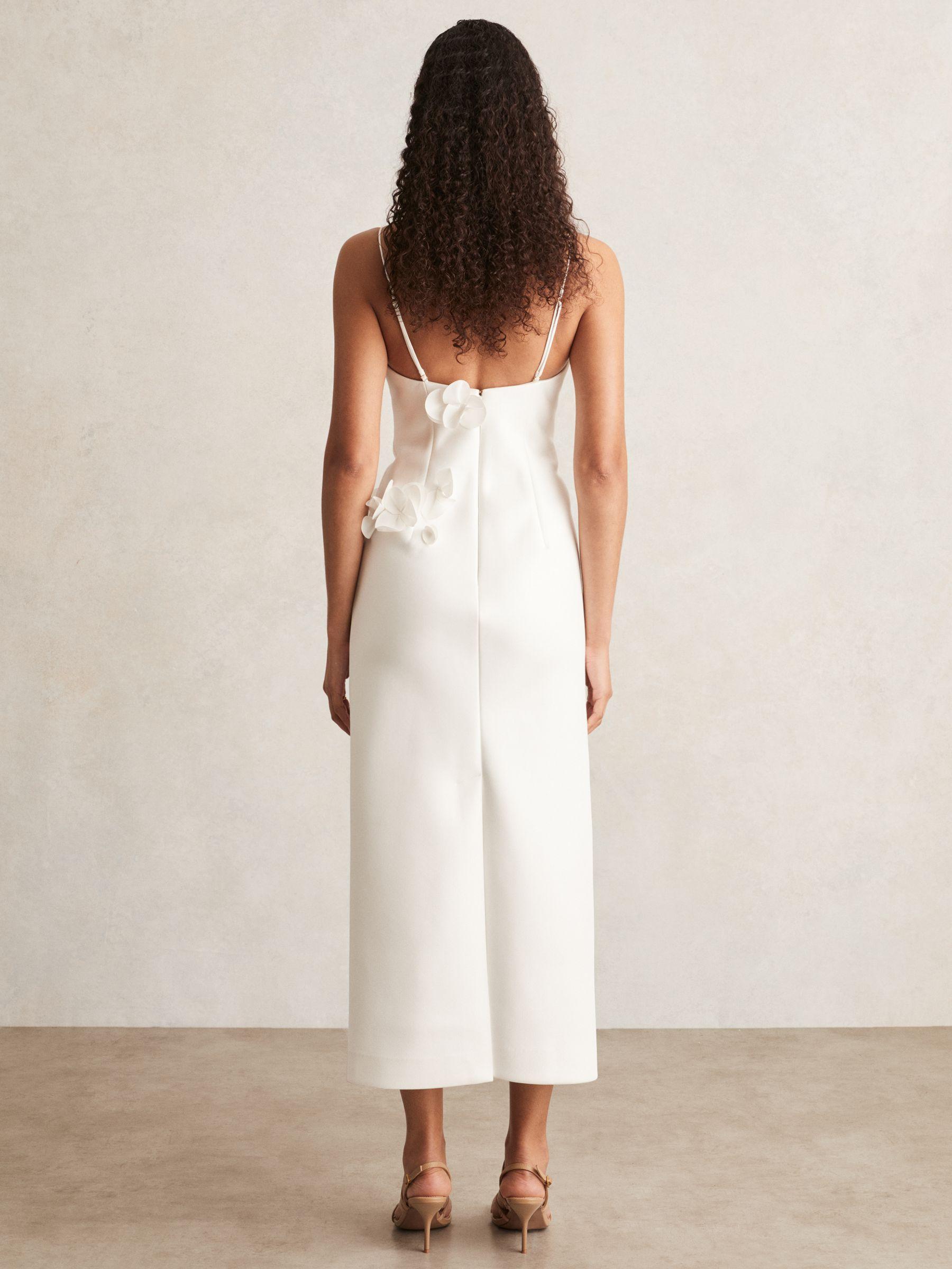 Acler Ivory Petal Detail Fitted Midi Dress in Ivory Product Image