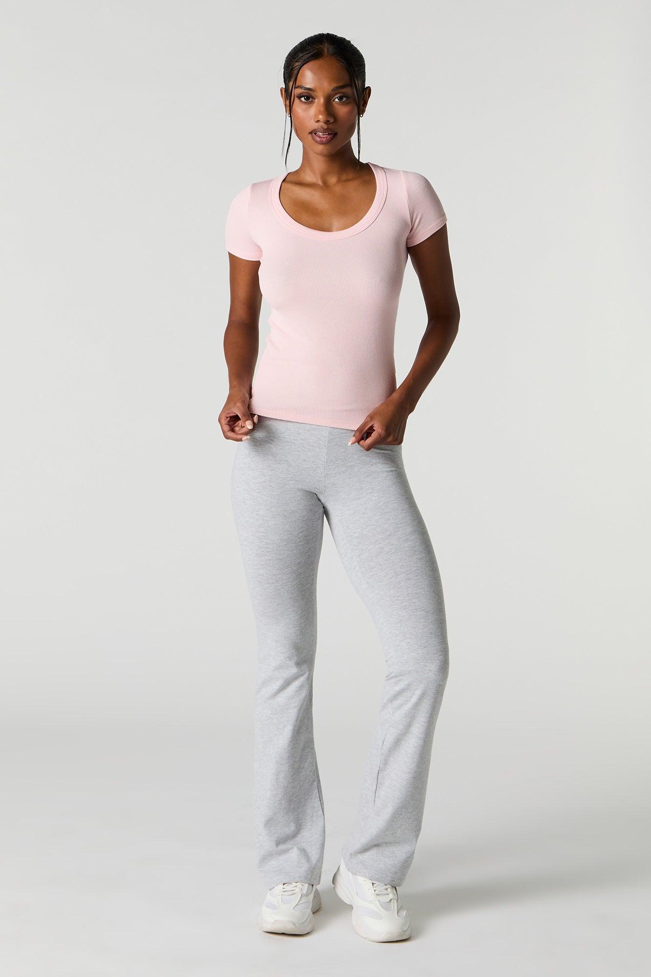 Ribbed Scoop Neck T-Shirt Female Product Image