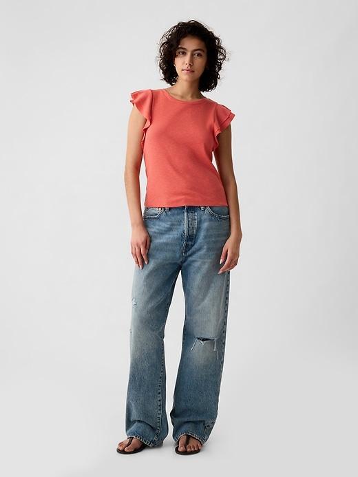 Essential Rib Flutter-Sleeve Shirt Product Image