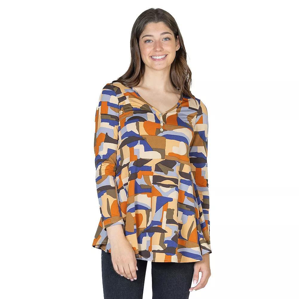 Womens 24Seven Comfort Apparel Long Sleeve V Neck Tunic Top Product Image