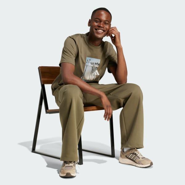 adidas Lens Elevated Graphic Tee Olive Strata M Mens Product Image