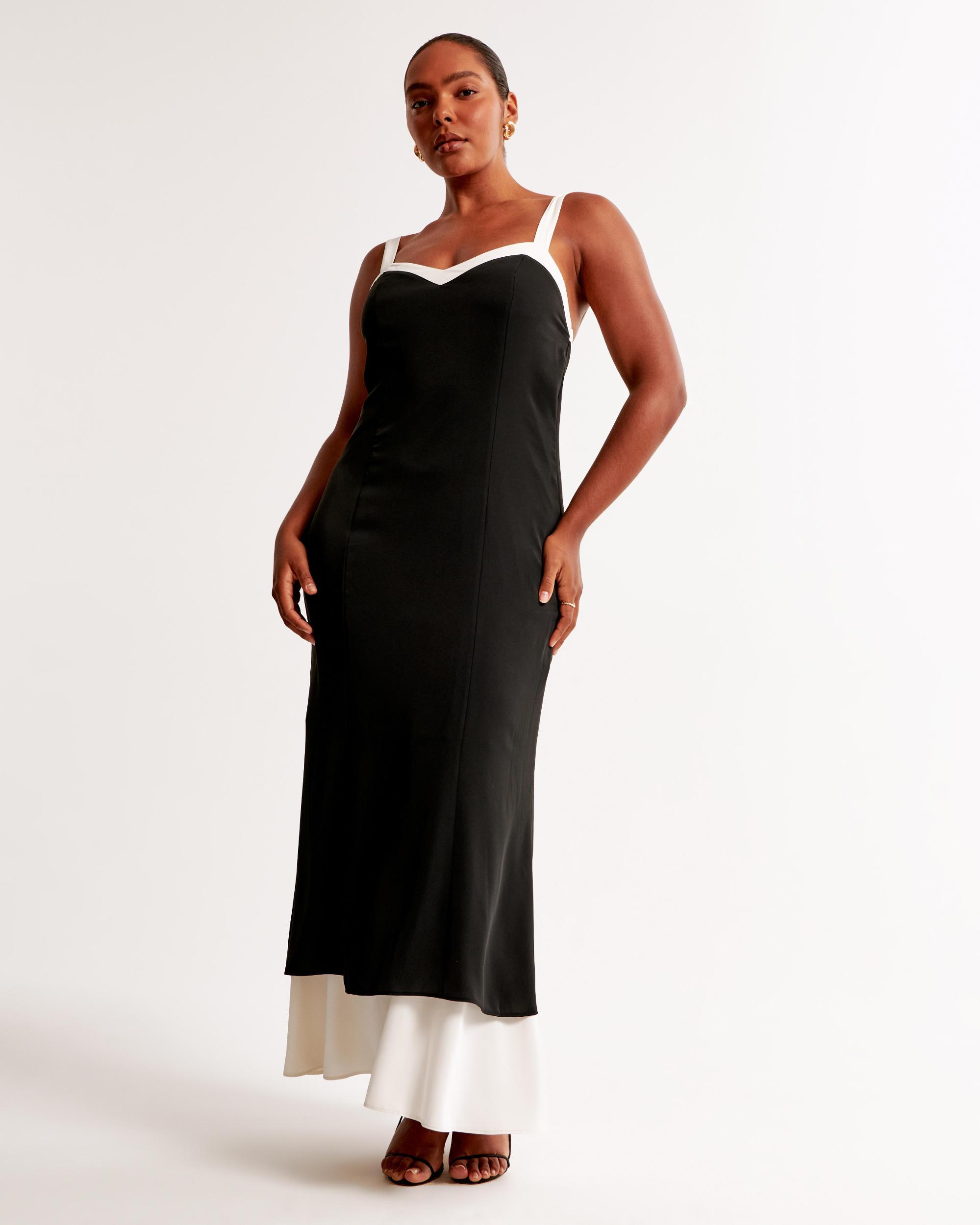 The A&F Julia Slip Contrast Tie-Back Maxi Dress Product Image
