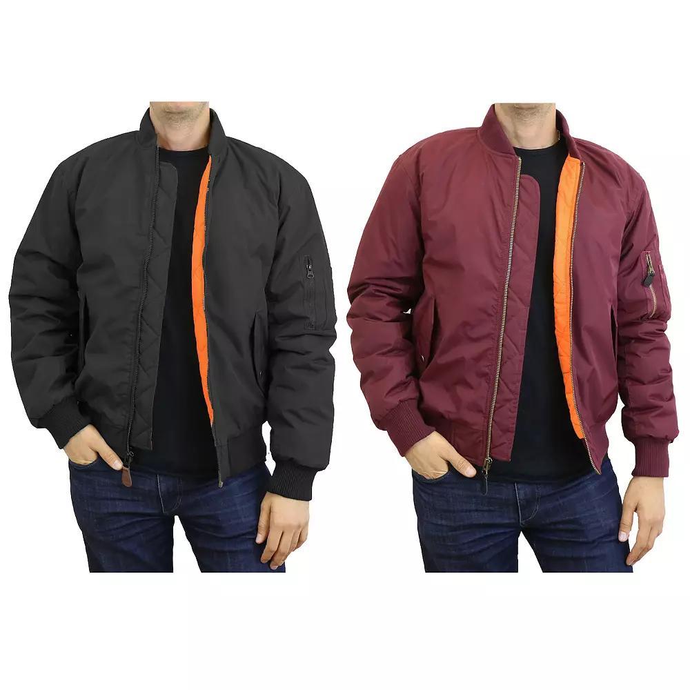 2-Pack Men's Spire by Galaxy Heavyweight MA-1 Flight Jacket, Size: Medium, Black Red Product Image