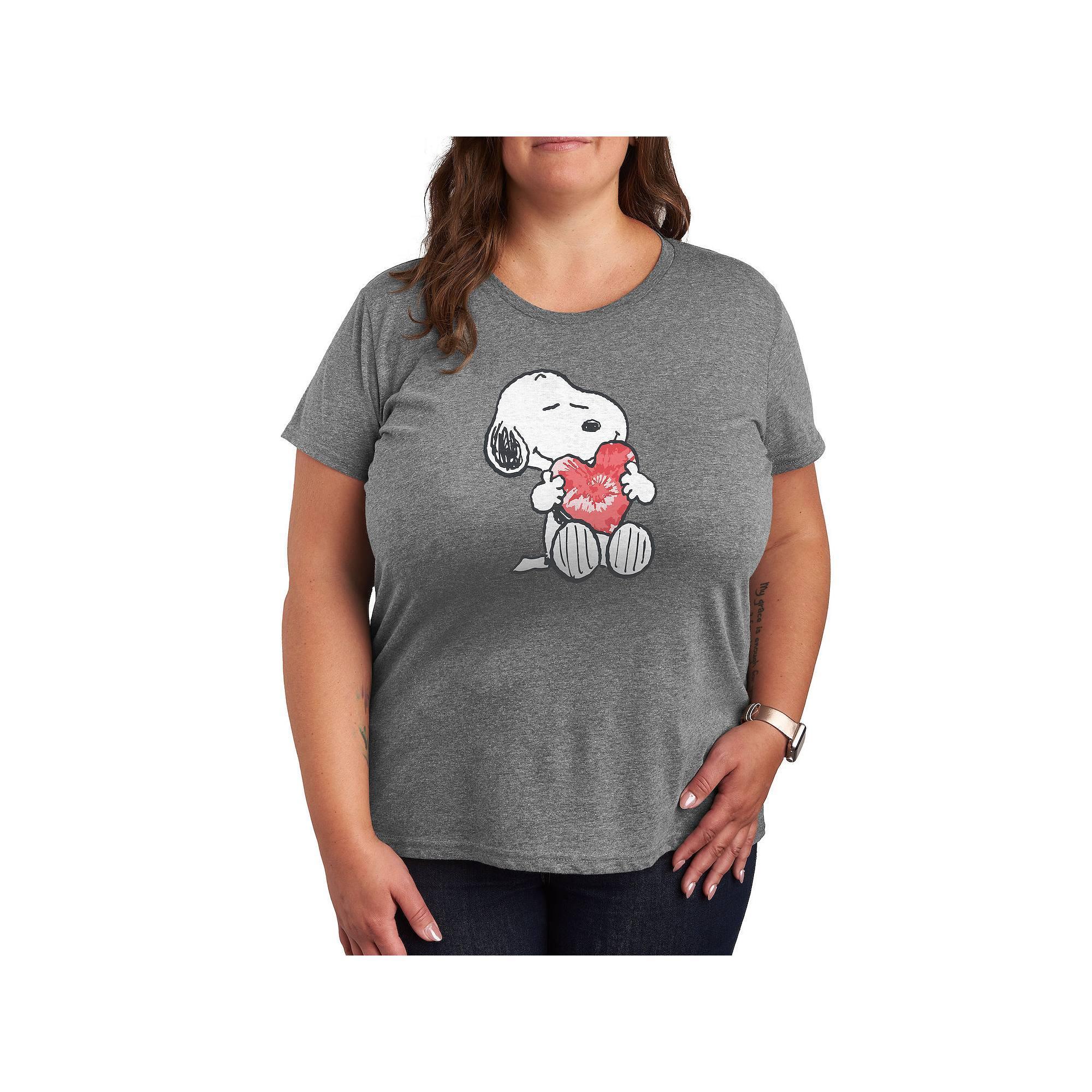 Womens Peanuts Snoopy With Heart Graphic Tee, Girls Grey Gray Product Image
