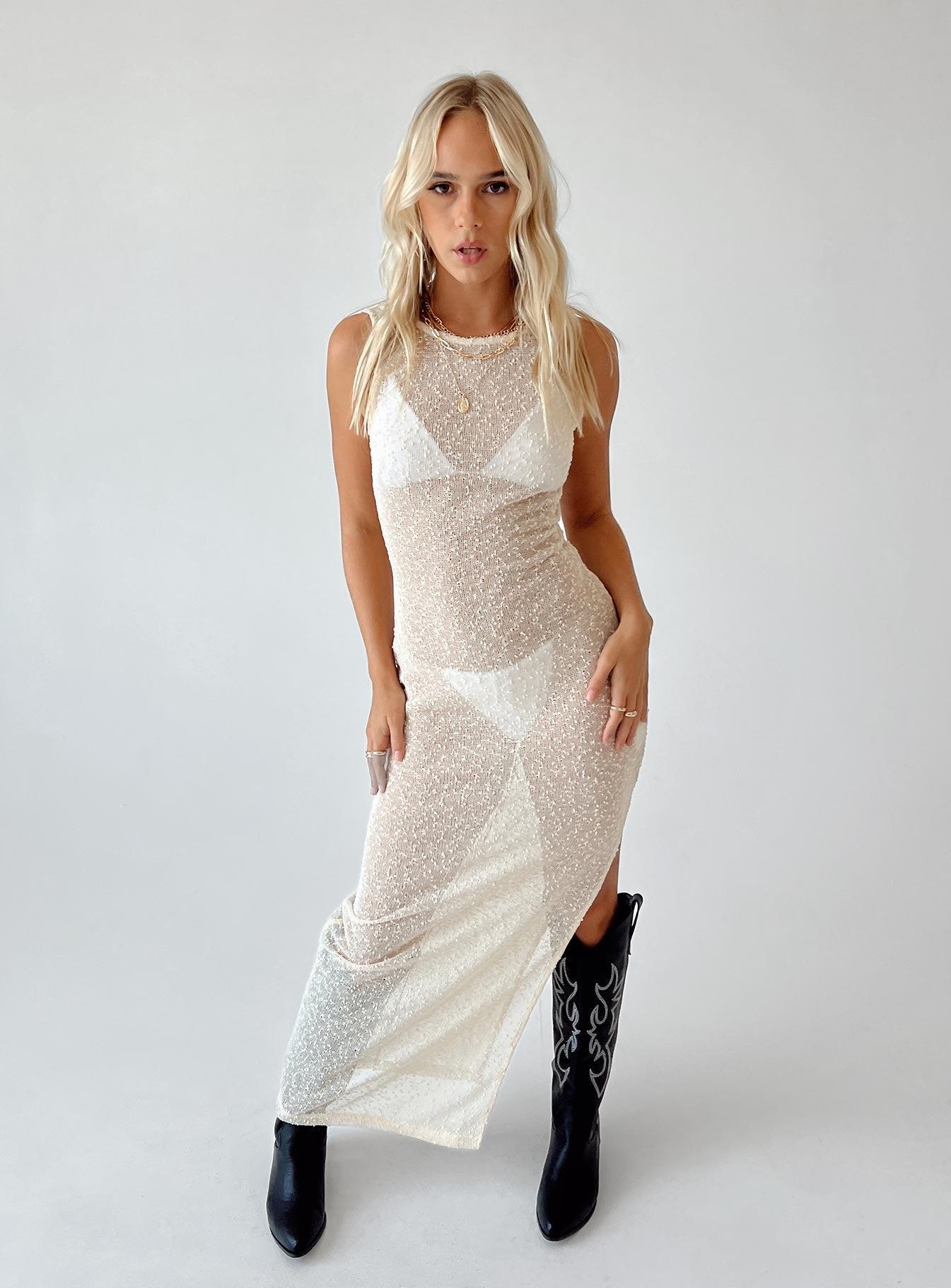 Performer Knit Maxi Dress Cream Product Image
