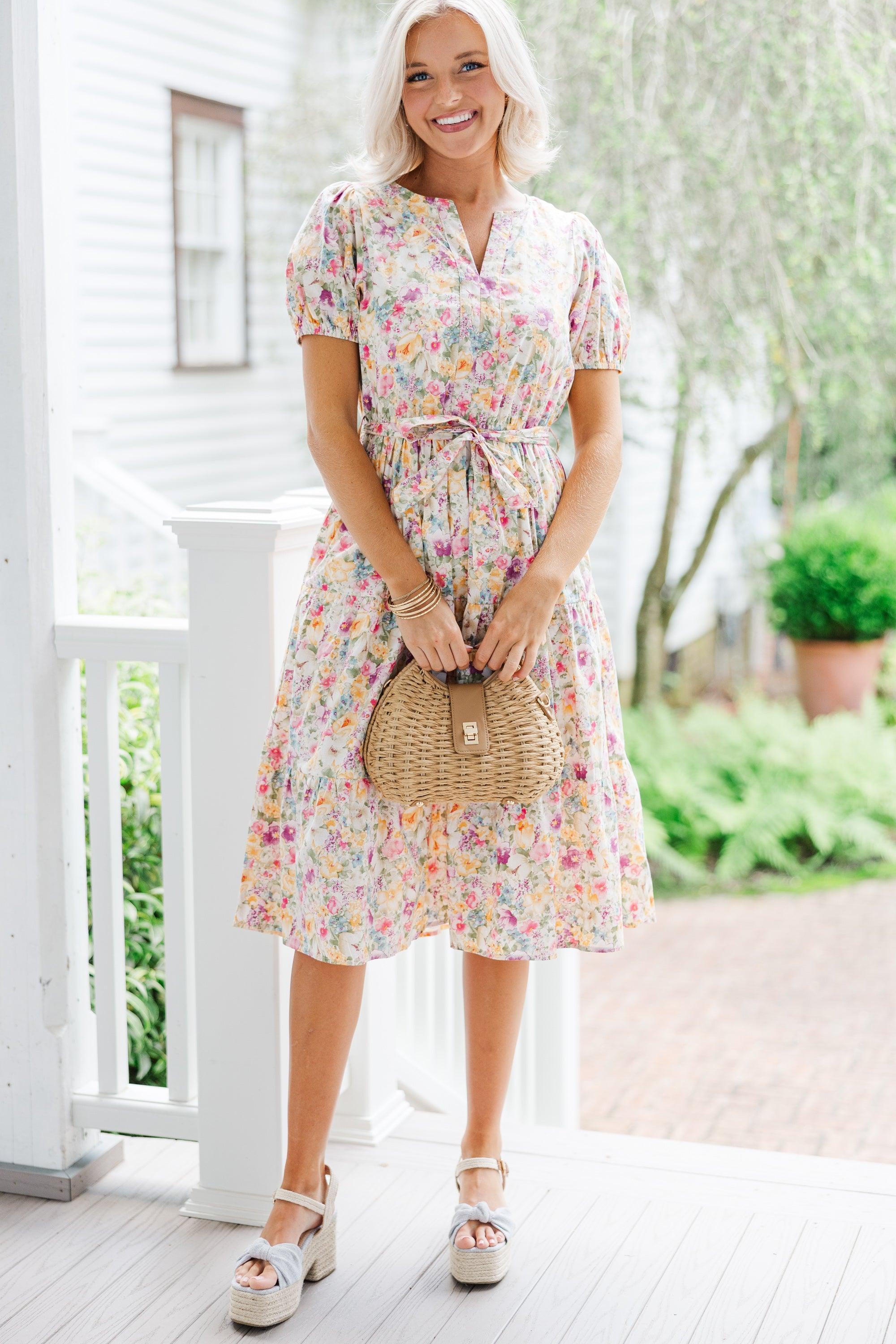 Best Days Ahead Lavender Purple Ditsy Floral Midi Dress Female Product Image