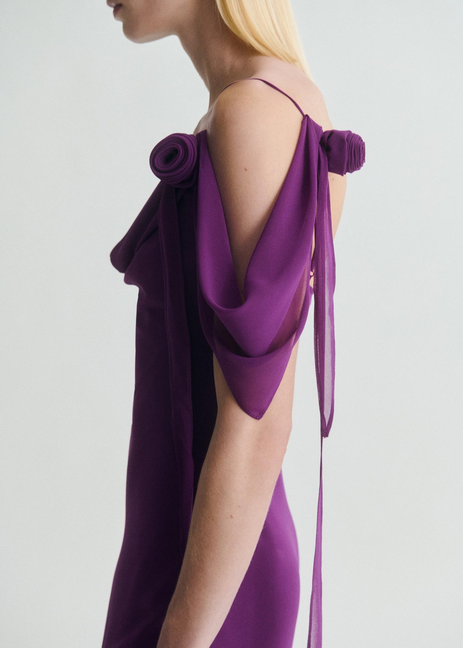 Draped dress with flower detail - Women | MANGO USA Product Image