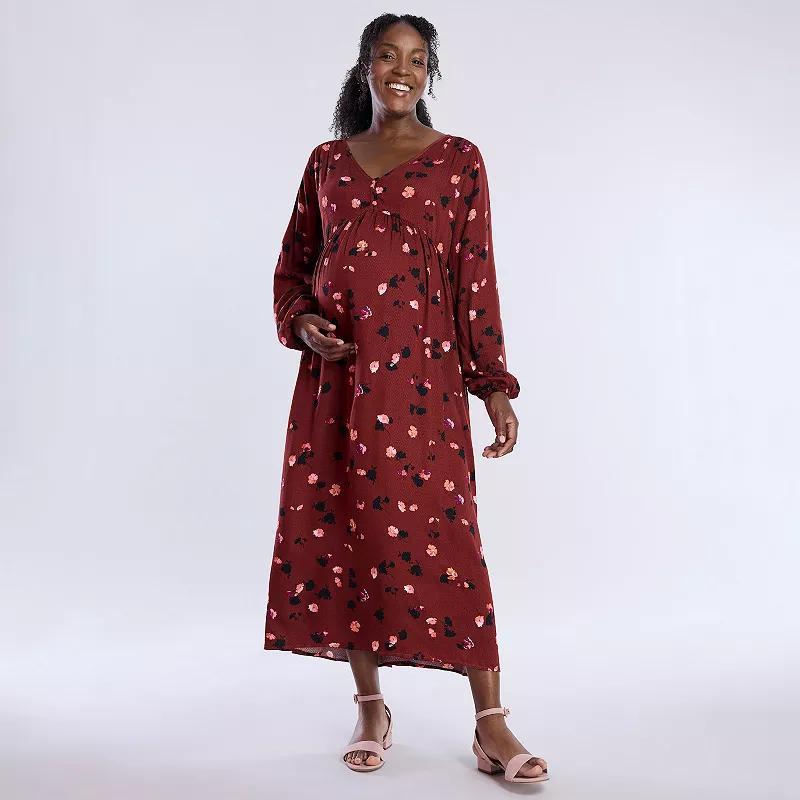 Maternity Motherhood® Button Front Midi Dress, Women's, Size: XL-Mat, Brick Floral Product Image