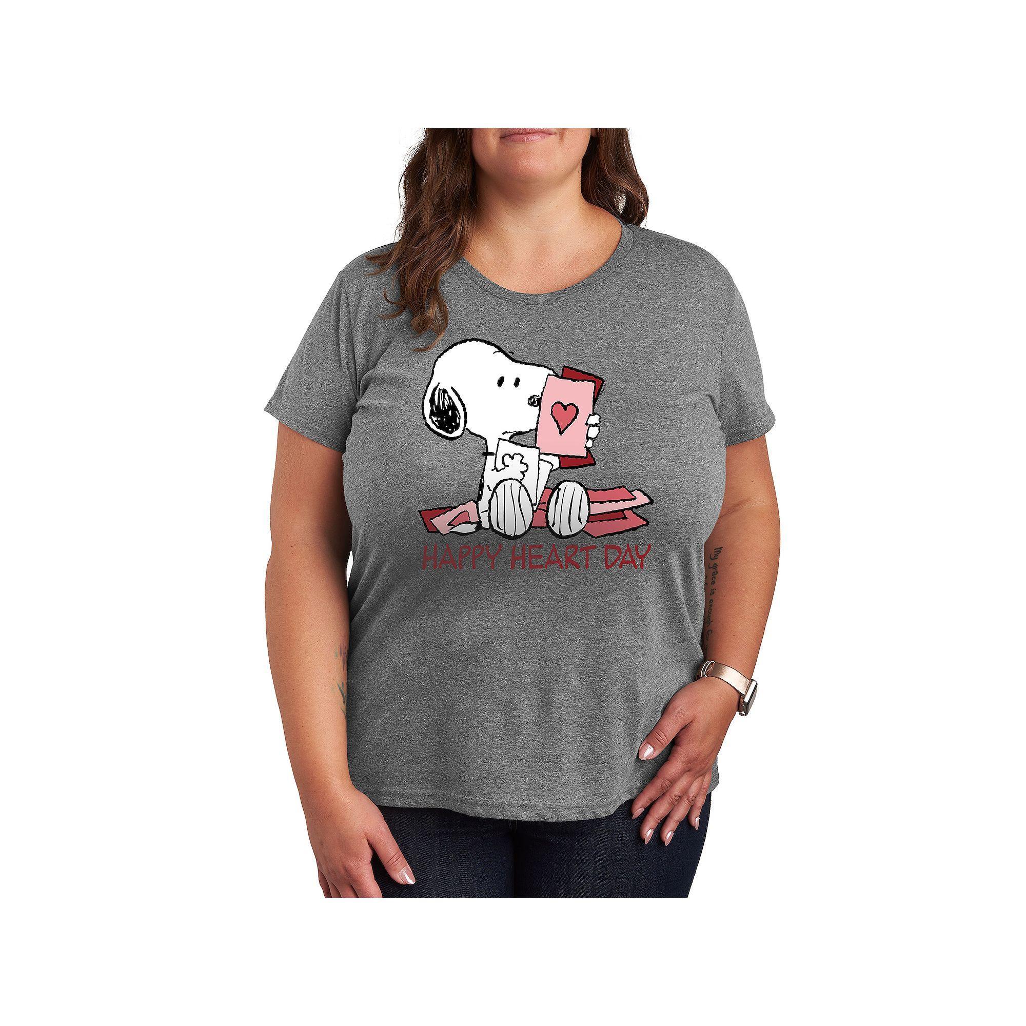 Plus Peanuts Snoopy Happy Heart Day Graphic Tee, Womens Product Image
