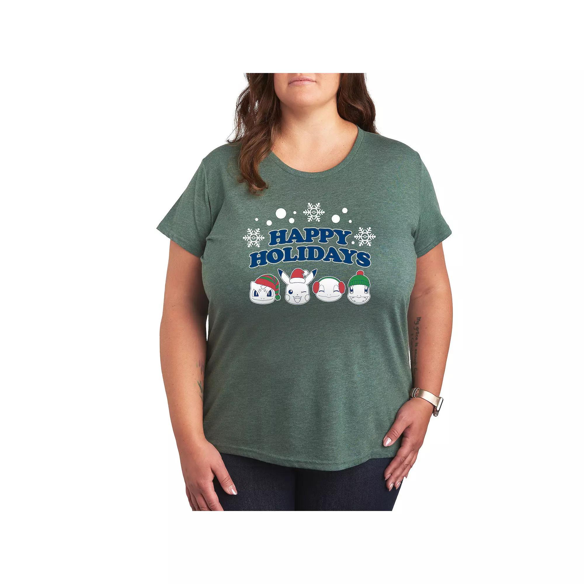 Plus Floral Bundles Graphic Tee, Womens Grey Green Product Image