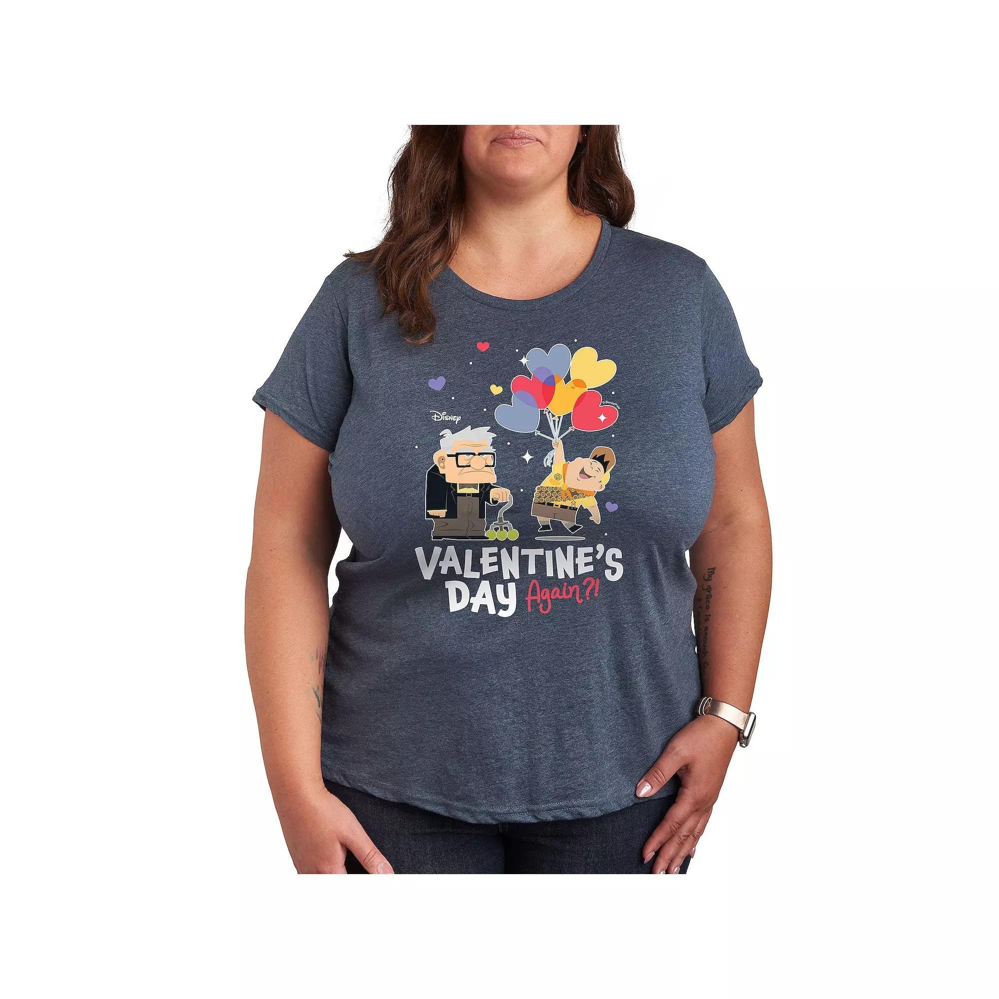 Disney / Pixars Up Plus Valentines Day Again Graphic Tee, Womens Heather Grey Product Image