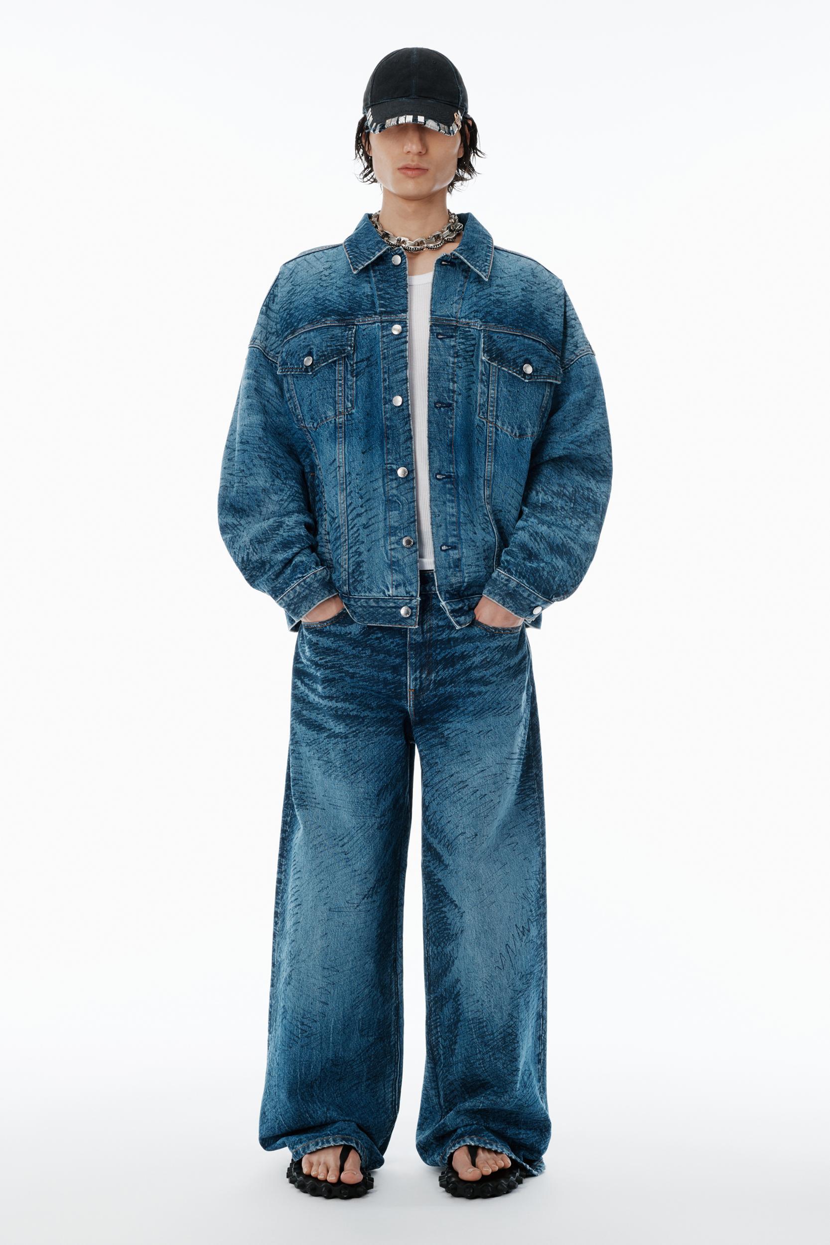 Indigo Marker-print Trucker Jacket Product Image