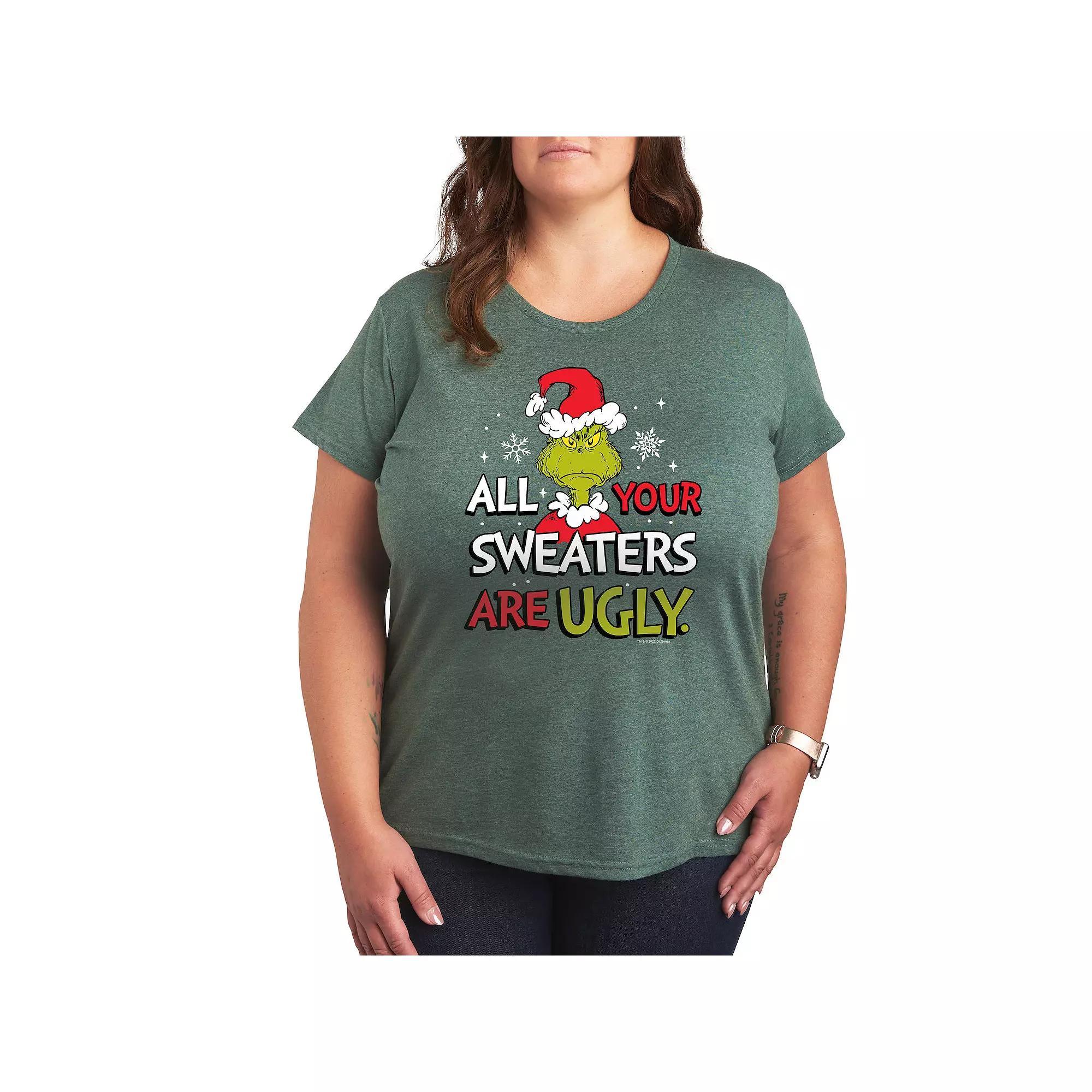 Plus Mom Of Three More Coffee Please Graphic Tee, Womens Grey Green Product Image