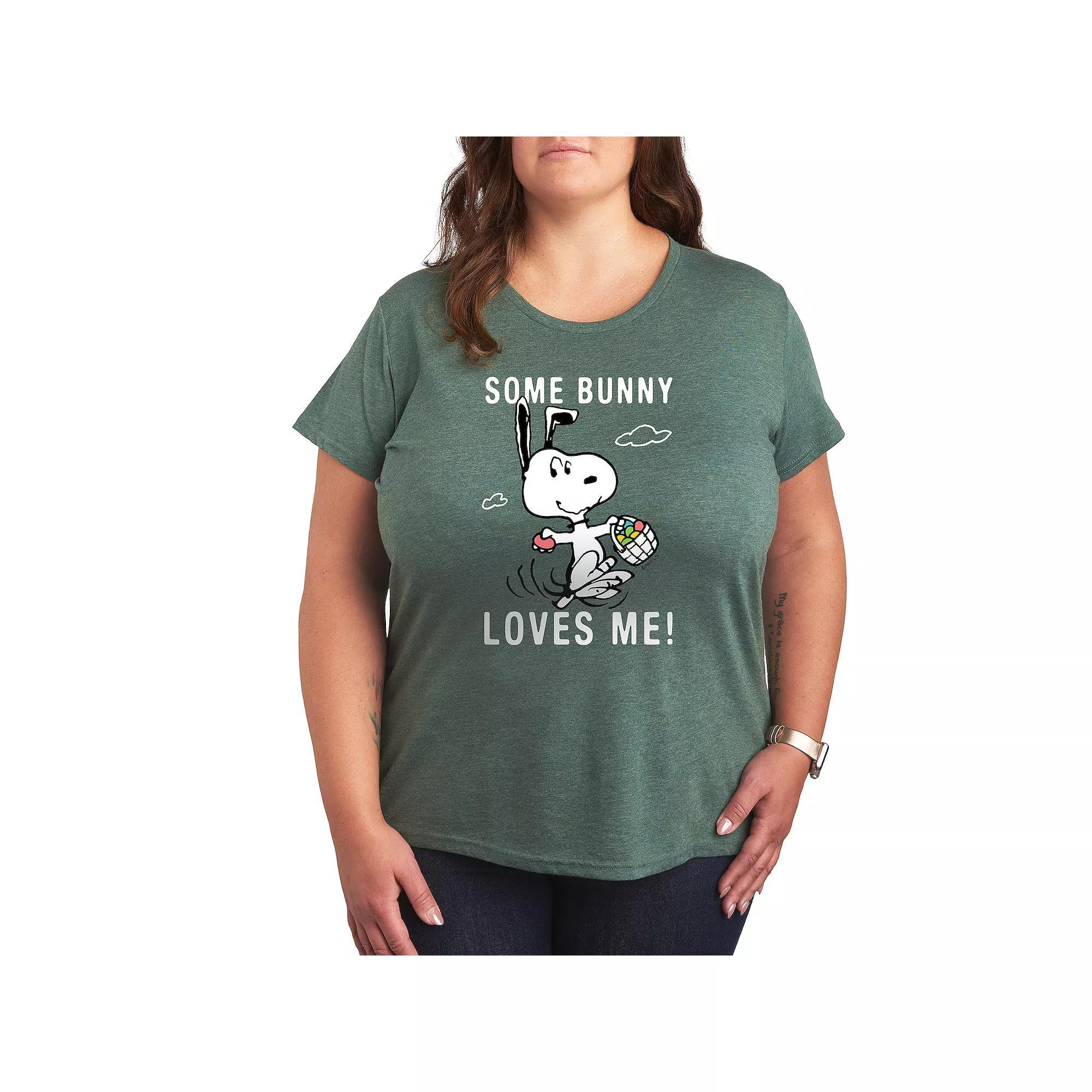 Plus Peanuts Snoopy Some Bunny Graphic Tee, Womens Grey Royal Blue Product Image