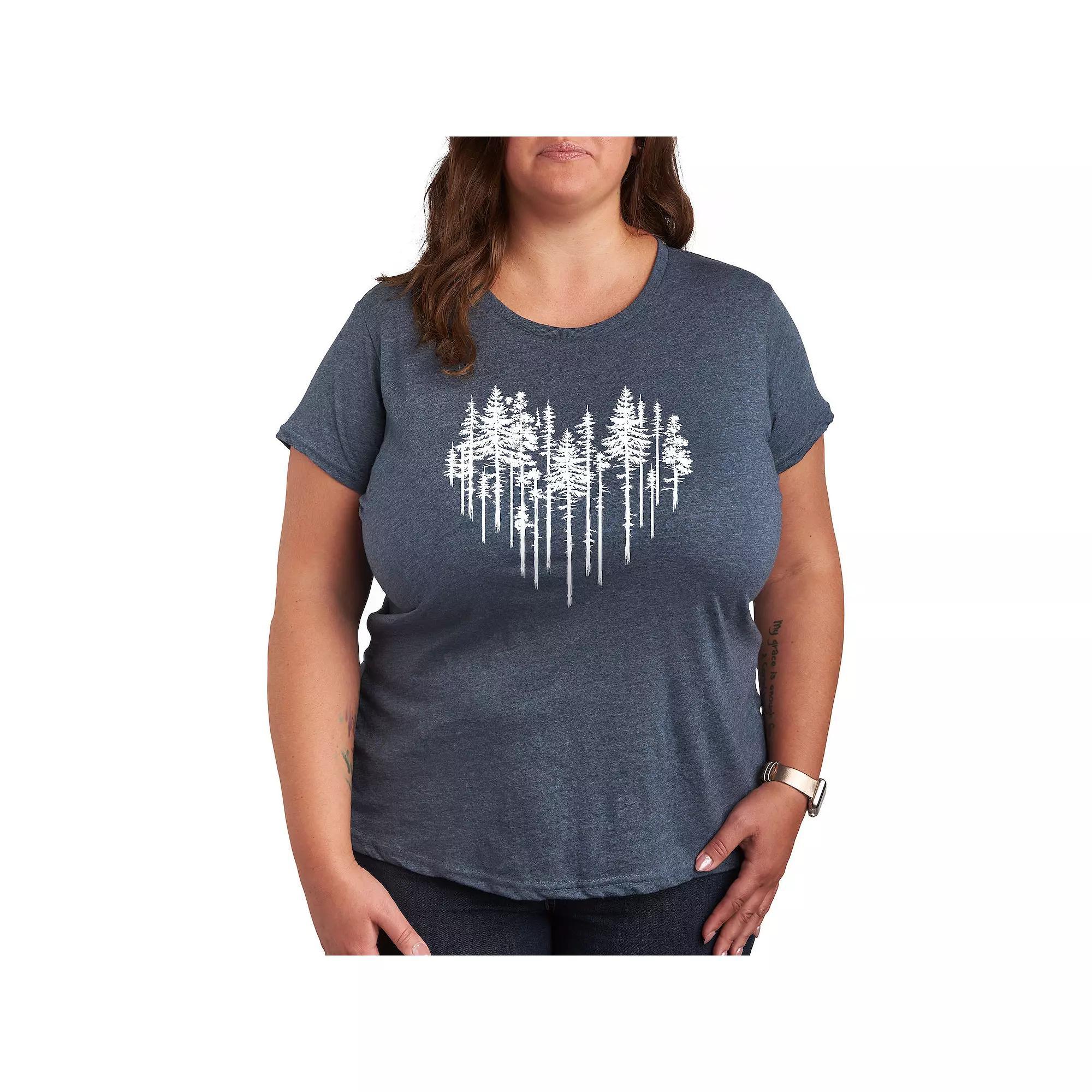Plus Heart Trees Graphic Tee, Womens Grey Blue Product Image