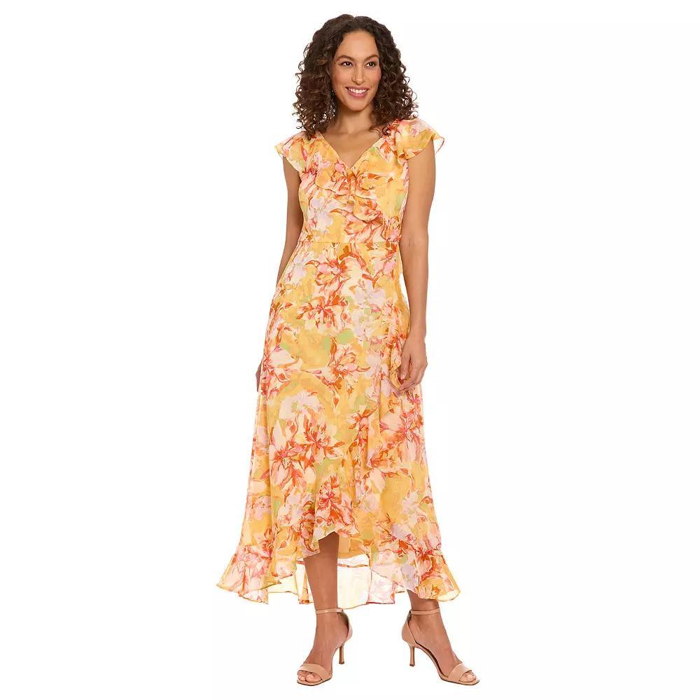 Women's London Times Ruffled Maxi Dress, Size: 8, Yellow Product Image