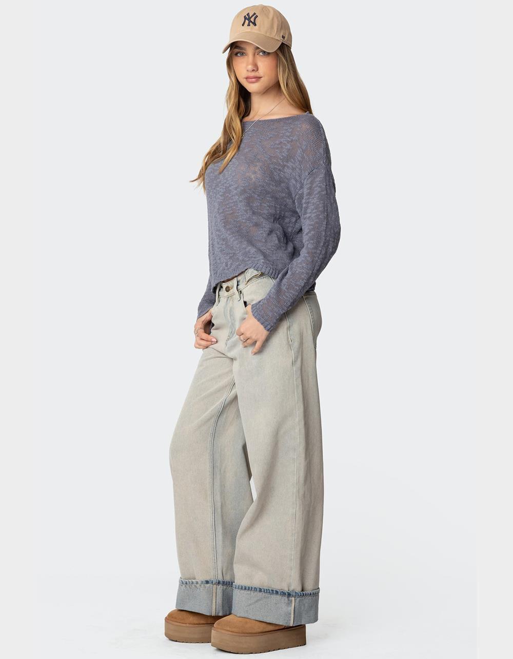 EDIKTED Bri Oversized Boat Neck Sweater Product Image