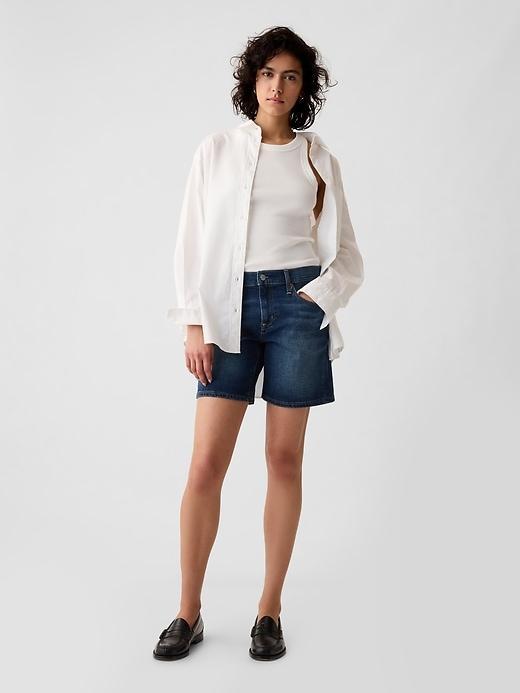 5 Mid Rise Denim Girlfriend Shorts Product Image