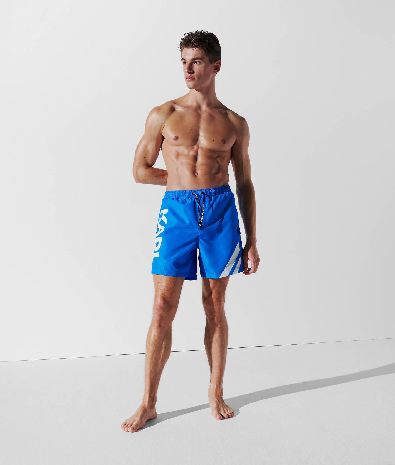 KARL LOGO BOARD SHORTS WITH STRIPE DETAIL  Product Image