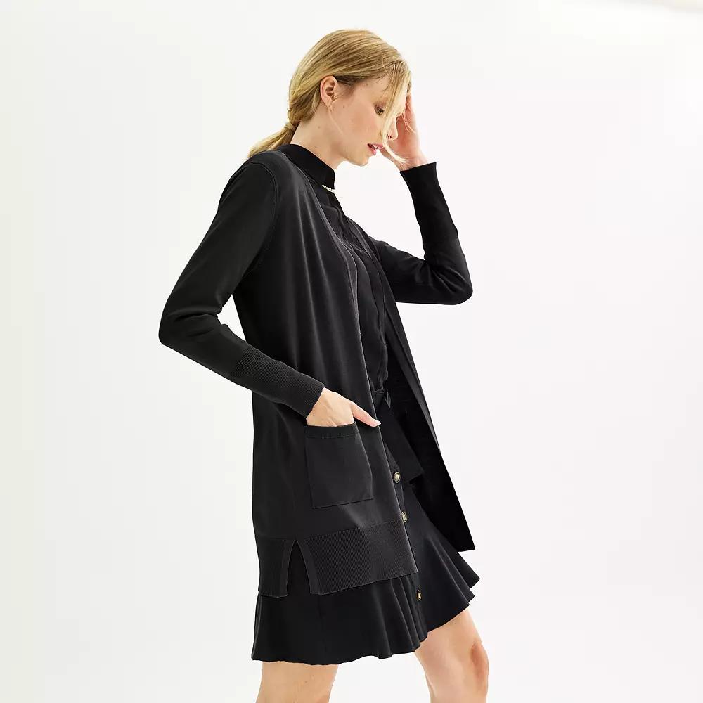Women's Nine West Essential Cardigan, Size: Medium, Mineral Black Product Image