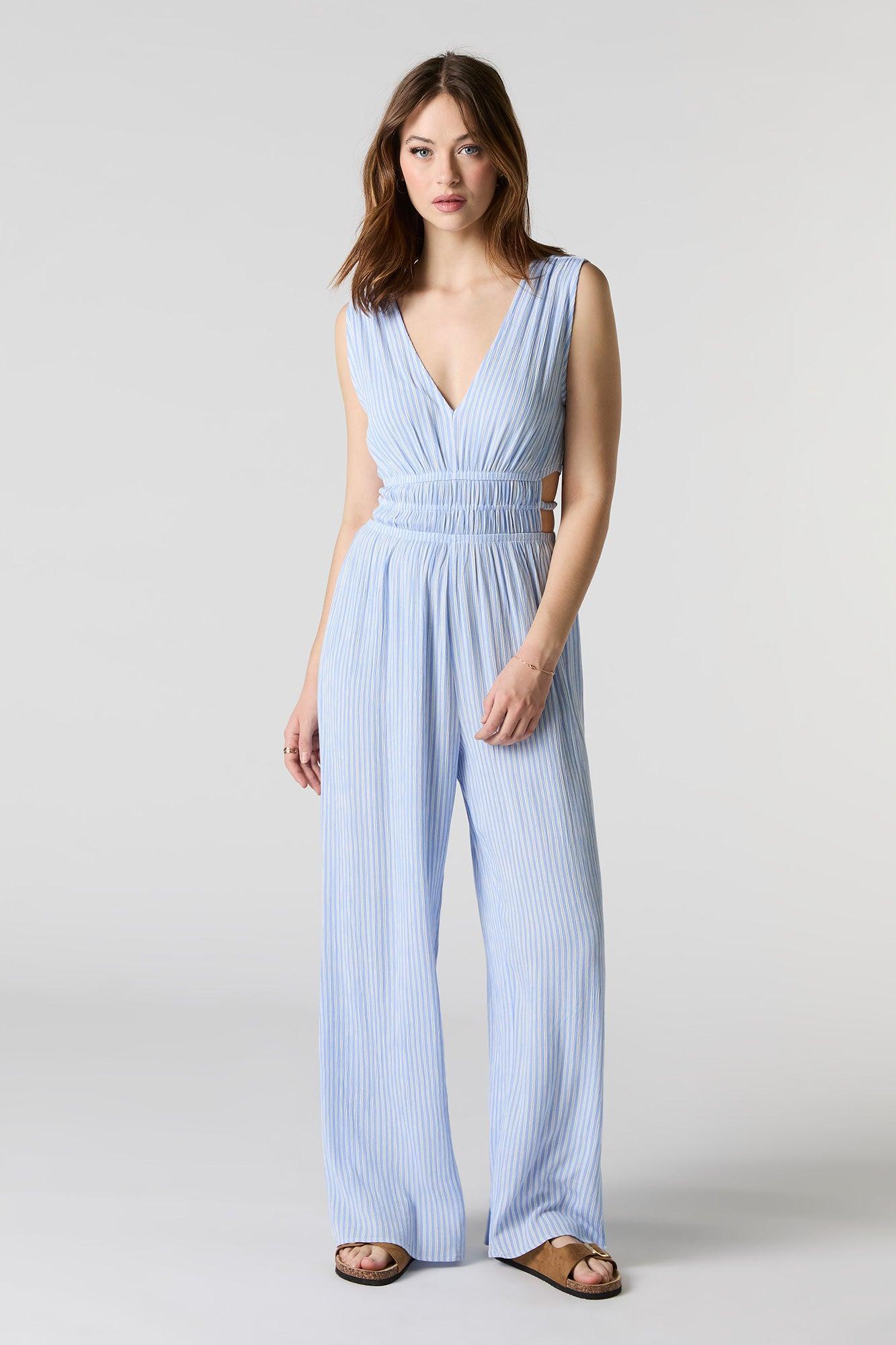 V-Neck Cut-Out Wide Leg Jumpsuit Female Product Image