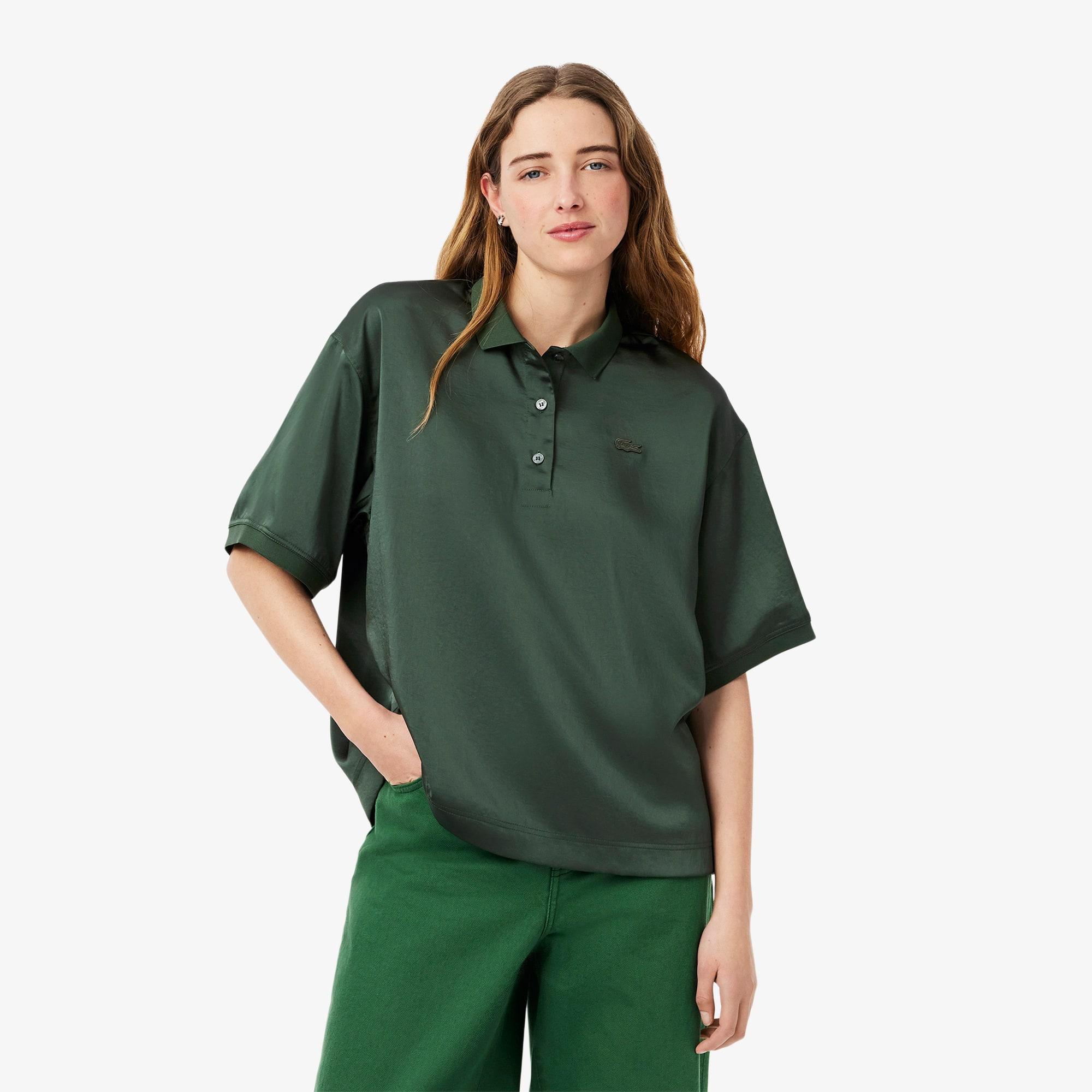 Oversized Silky Fluid Polo Shirt Product Image