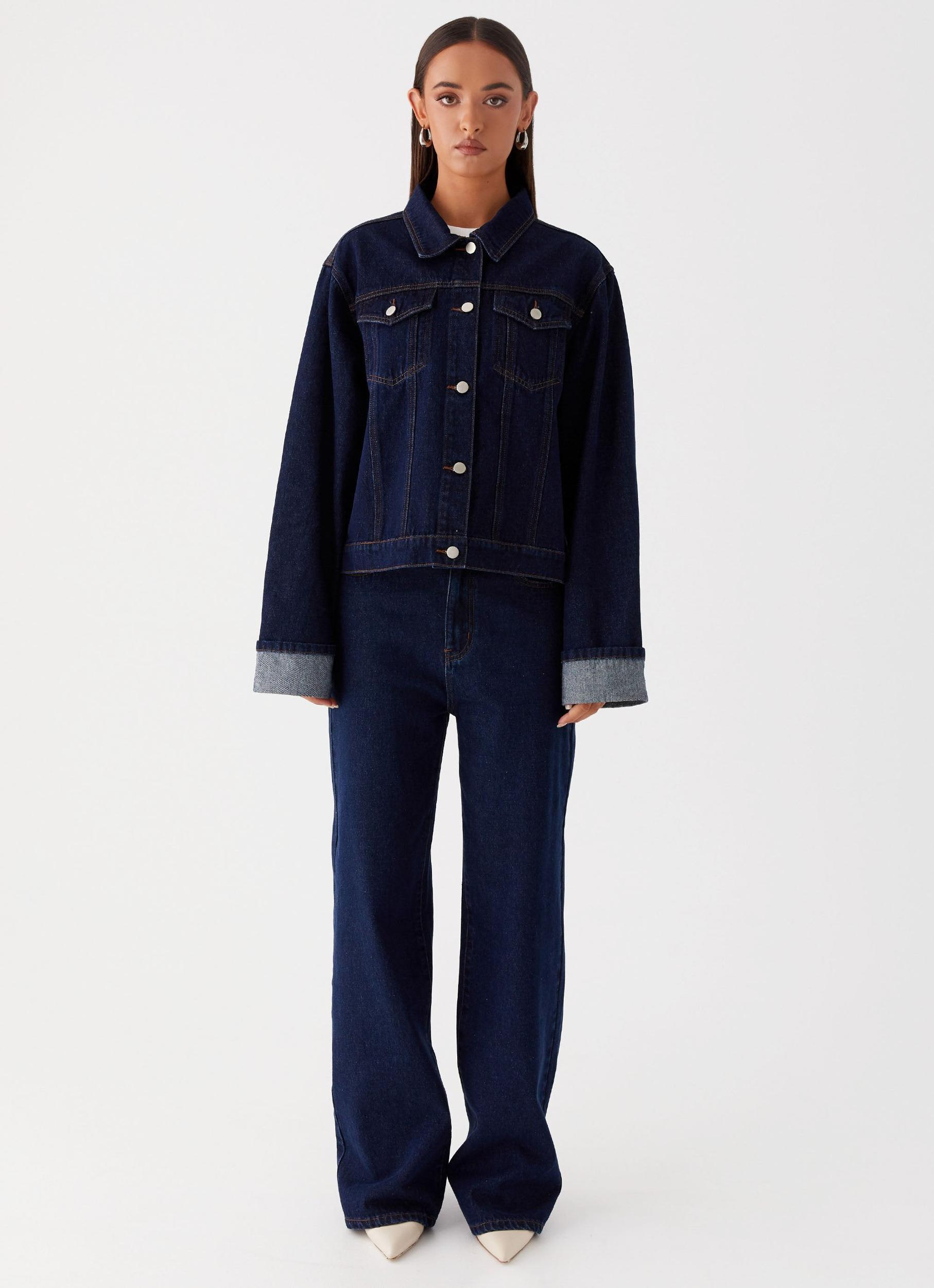 Back Again Oversized Denim Jacket - Blue Product Image